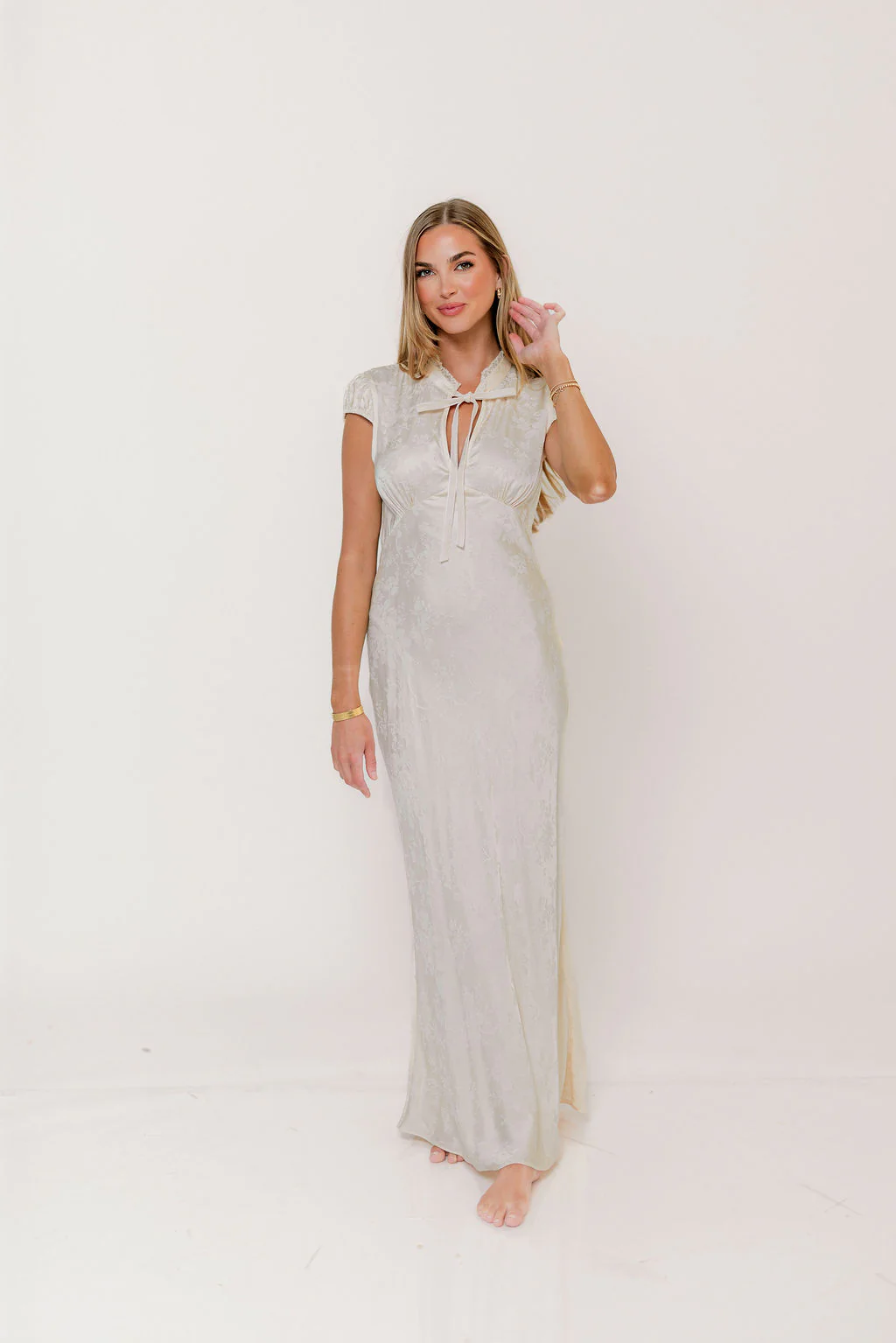 Portofino Maxi Dress in Ivory Jacquard - Image 12