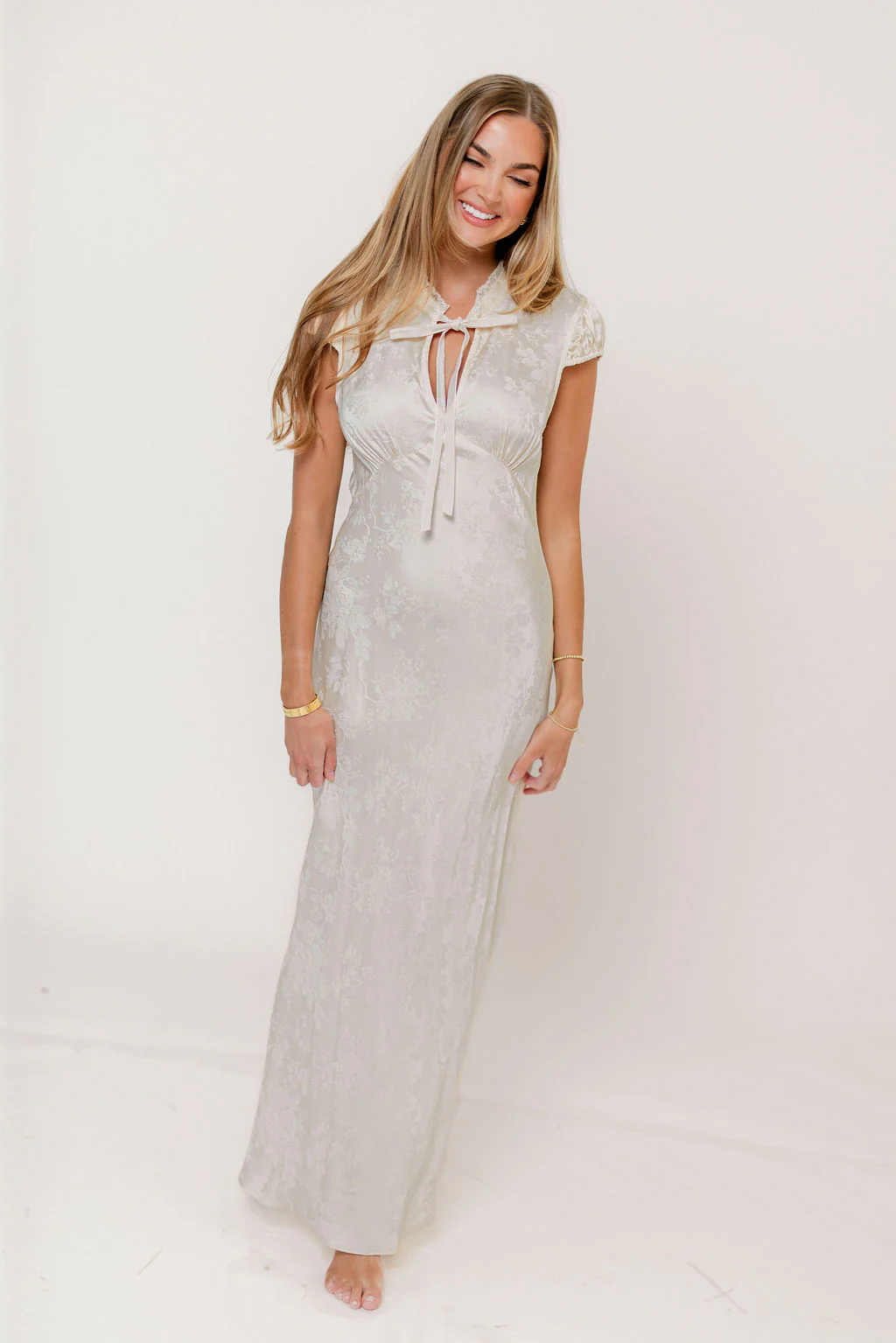 Portofino Maxi Dress in Ivory Jacquard - Image 8