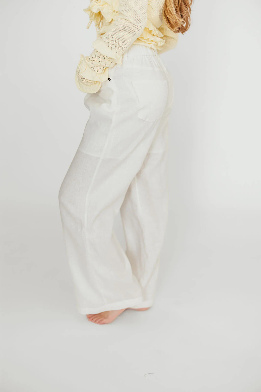 Jeanette 100% Linen Pants in White *Final-Sale* - Image 3