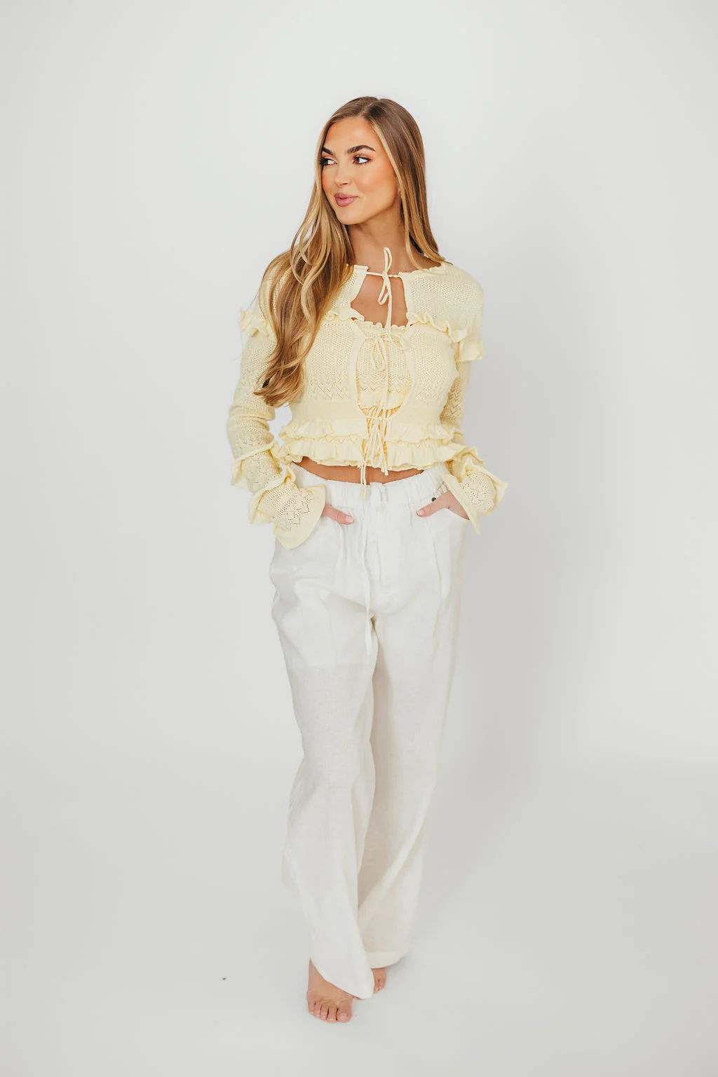 Jeanette 100% Linen Pants in White *Final-Sale* - Image 6