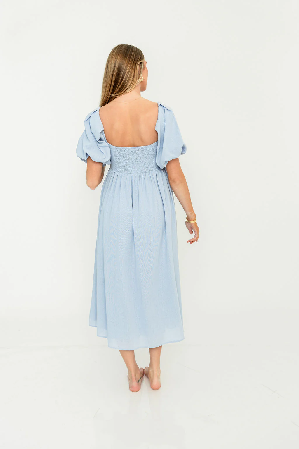 Hamilton Midi Dress in Light Blue - Bump Friendly & Inclusive Sizing (S-2XL) - Image 17