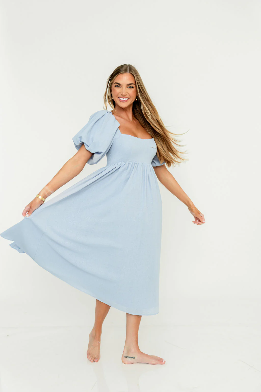 Hamilton Midi Dress in Light Blue - Bump Friendly & Inclusive Sizing (S-2XL) - Image 18