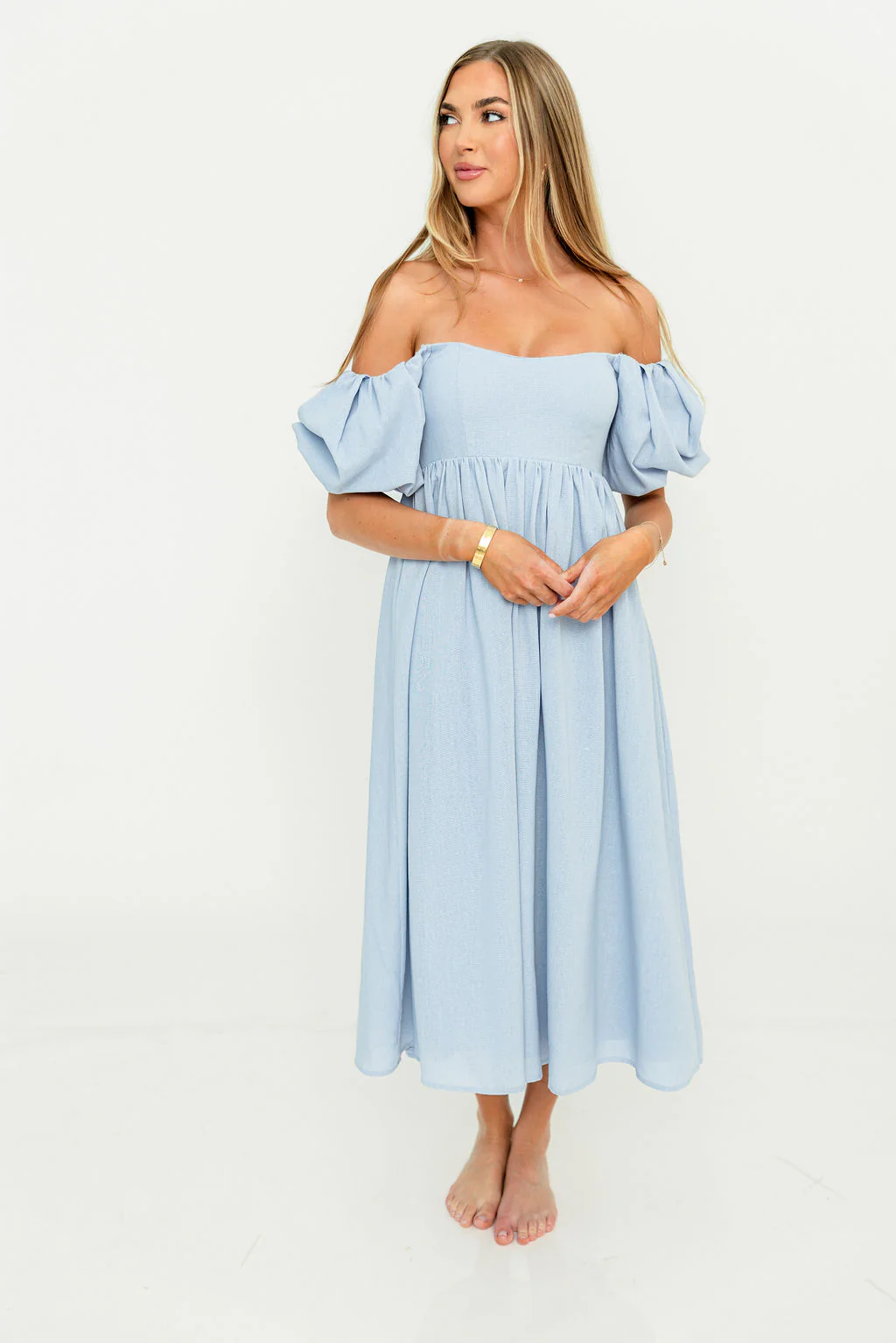 Hamilton Midi Dress in Light Blue - Bump Friendly & Inclusive Sizing (S-2XL) - Image 19