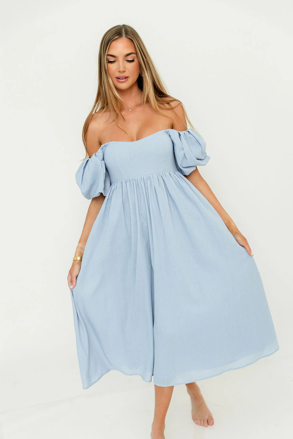 Hamilton Midi Dress in Light Blue - Bump Friendly & Inclusive Sizing (S-2XL) - Image 20