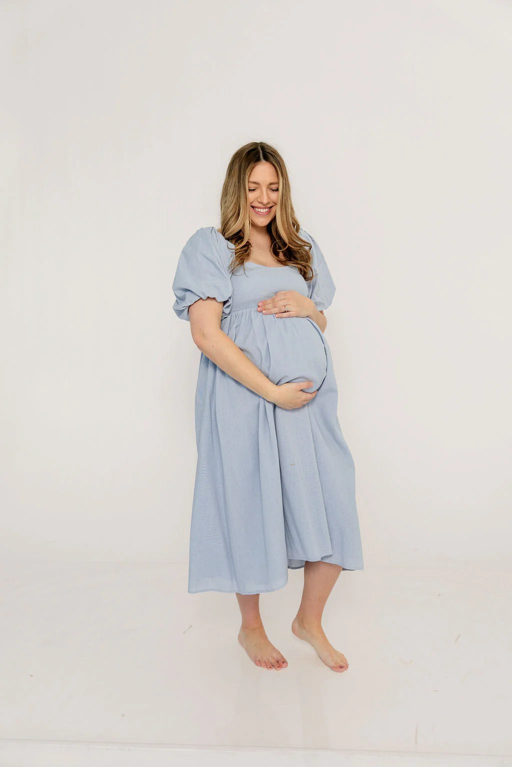 Hamilton Midi Dress in Light Blue - Bump Friendly & Inclusive Sizing (S-2XL) - Image 8