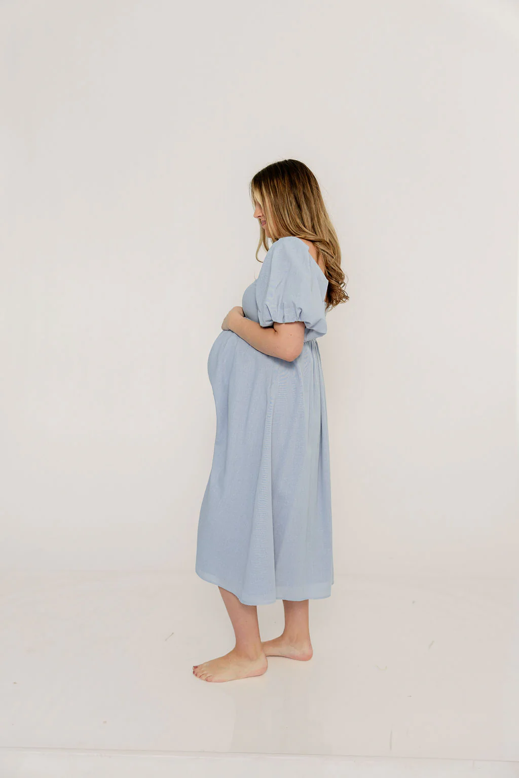 Hamilton Midi Dress in Light Blue - Bump Friendly & Inclusive Sizing (S-2XL) - Image 9