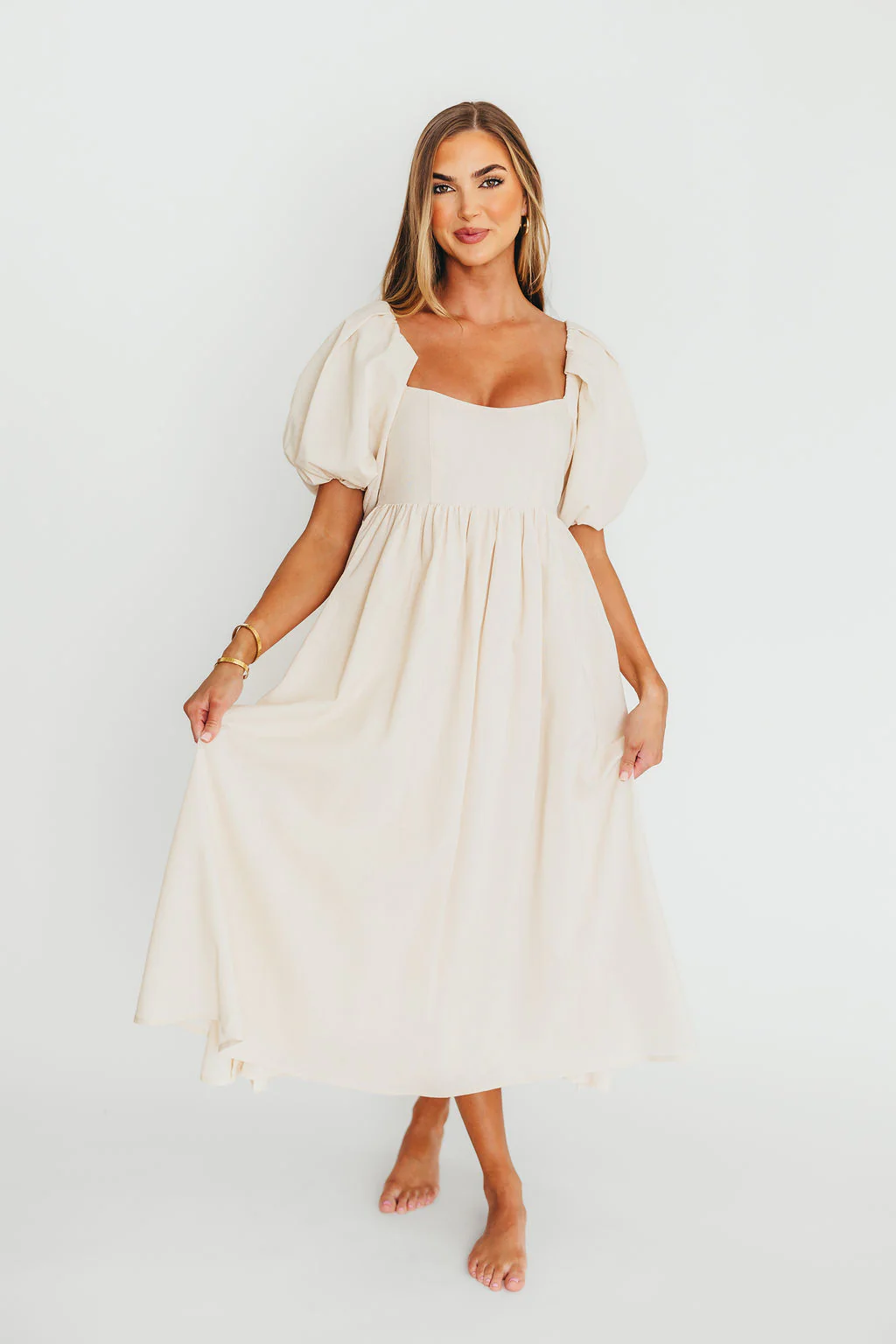 Hamilton Midi Dress in Ivory - Bump Friendly & Inclusive Sizing (S-2XL)