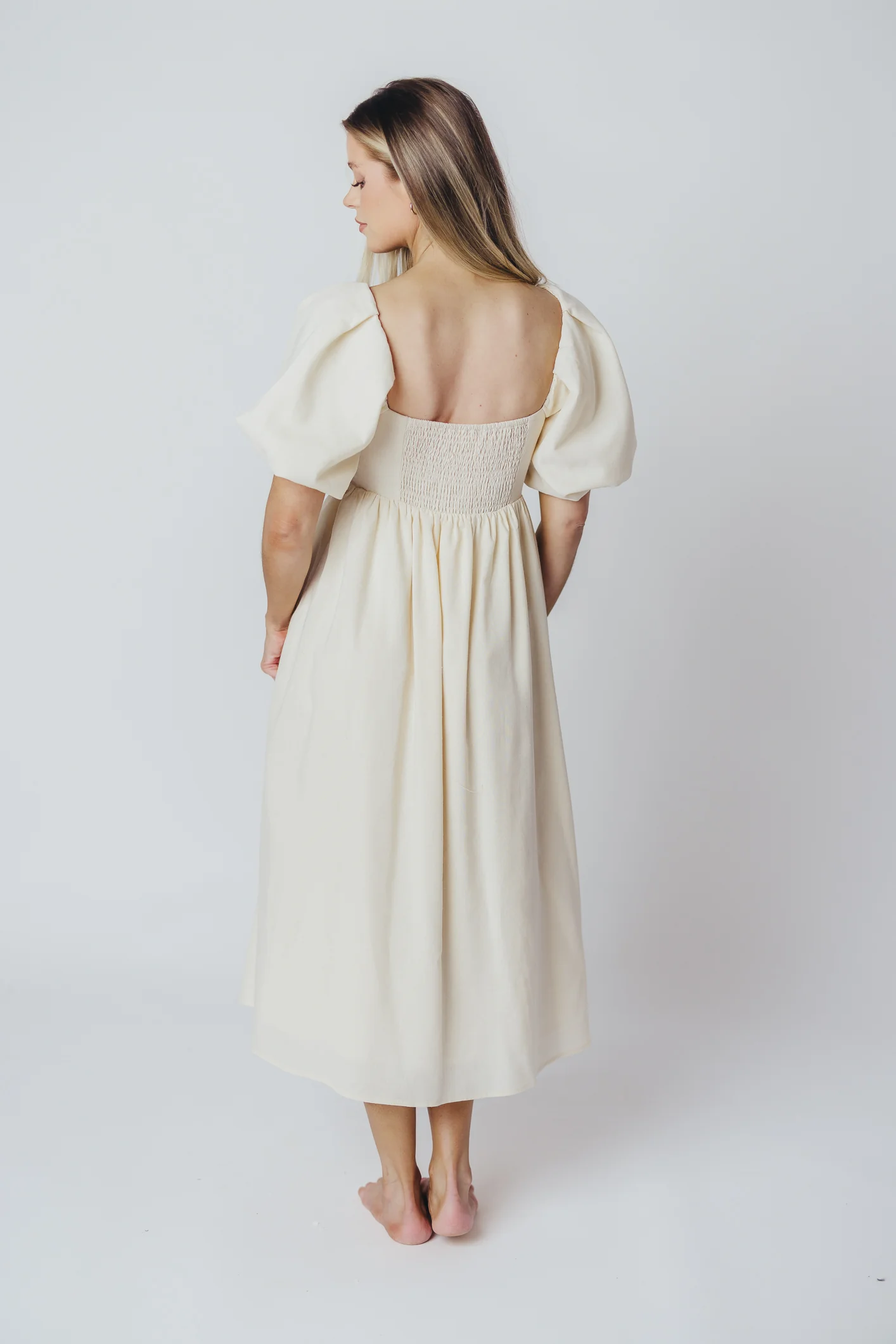 Hamilton Midi Dress in Ivory - Bump Friendly & Inclusive Sizing (S-2XL) - Image 14