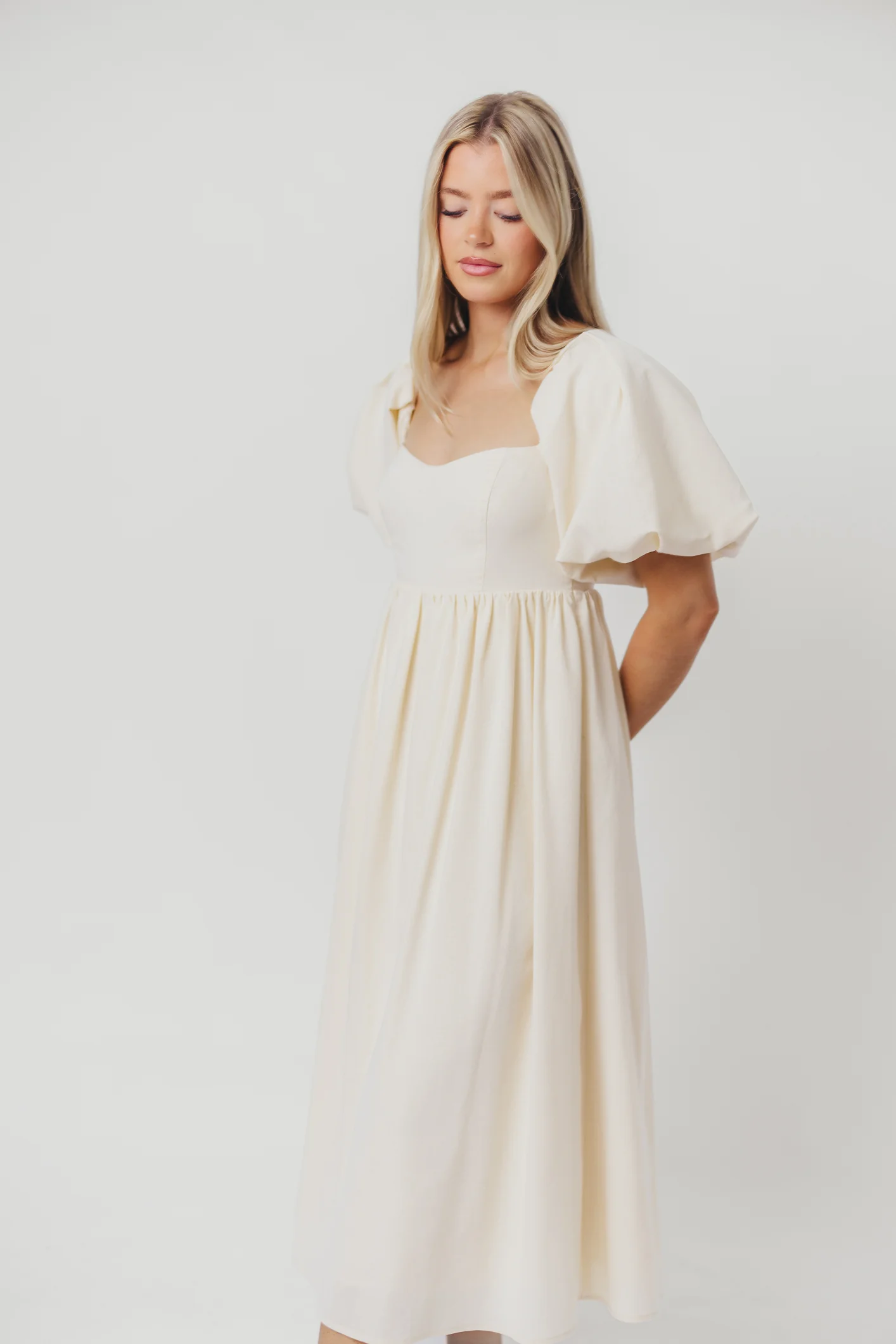 Hamilton Midi Dress in Ivory - Bump Friendly & Inclusive Sizing (S-2XL) - Image 15