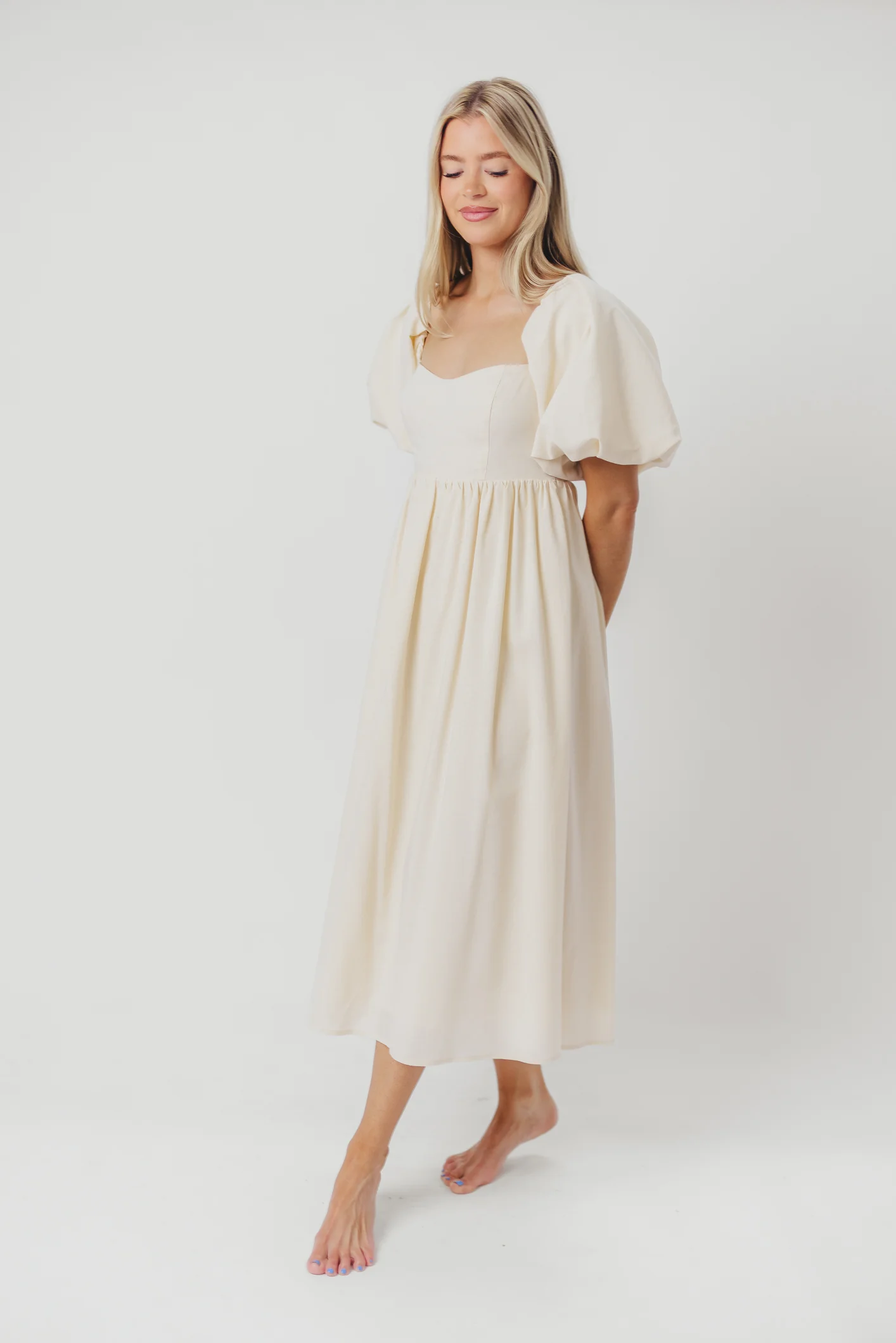Hamilton Midi Dress in Ivory - Bump Friendly & Inclusive Sizing (S-2XL) - Image 16