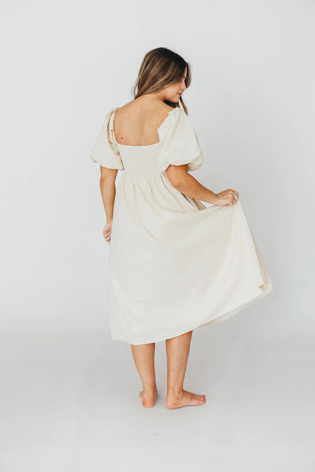 Hamilton Midi Dress in Ivory - Bump Friendly & Inclusive Sizing (S-2XL) - Image 18