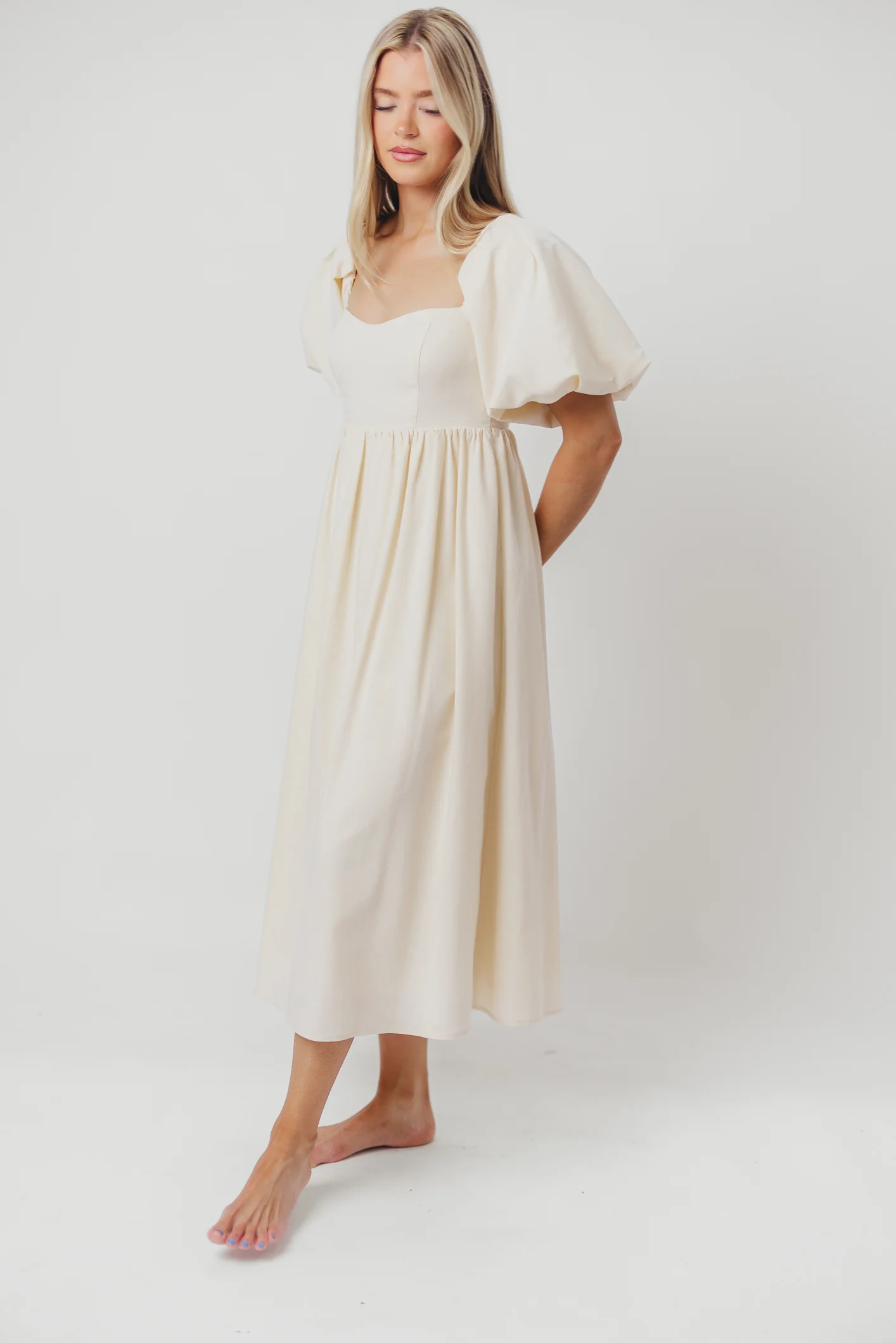 Hamilton Midi Dress in Ivory - Bump Friendly & Inclusive Sizing (S-2XL) - Image 19