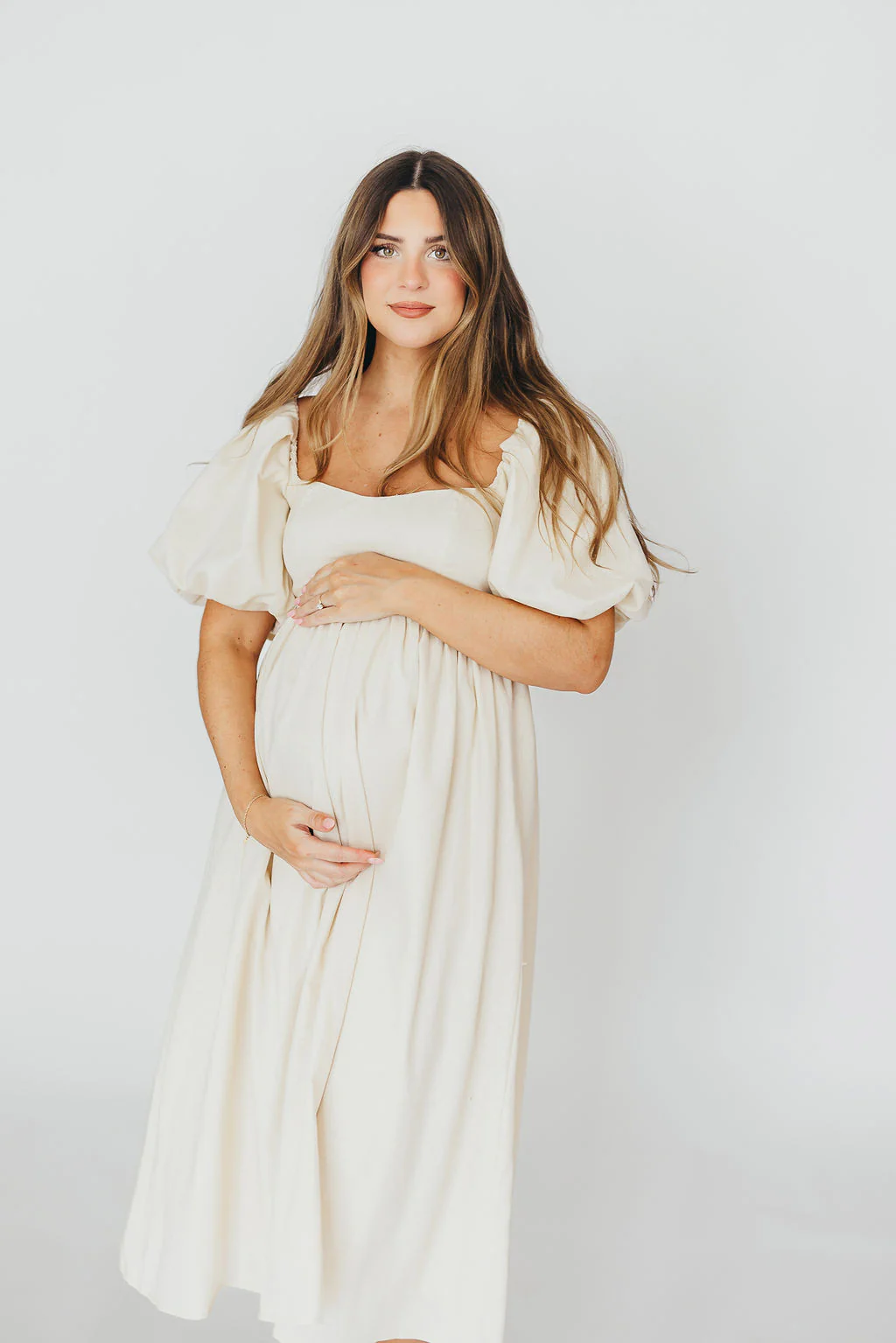 Hamilton Midi Dress in Ivory - Bump Friendly & Inclusive Sizing (S-2XL) - Image 2