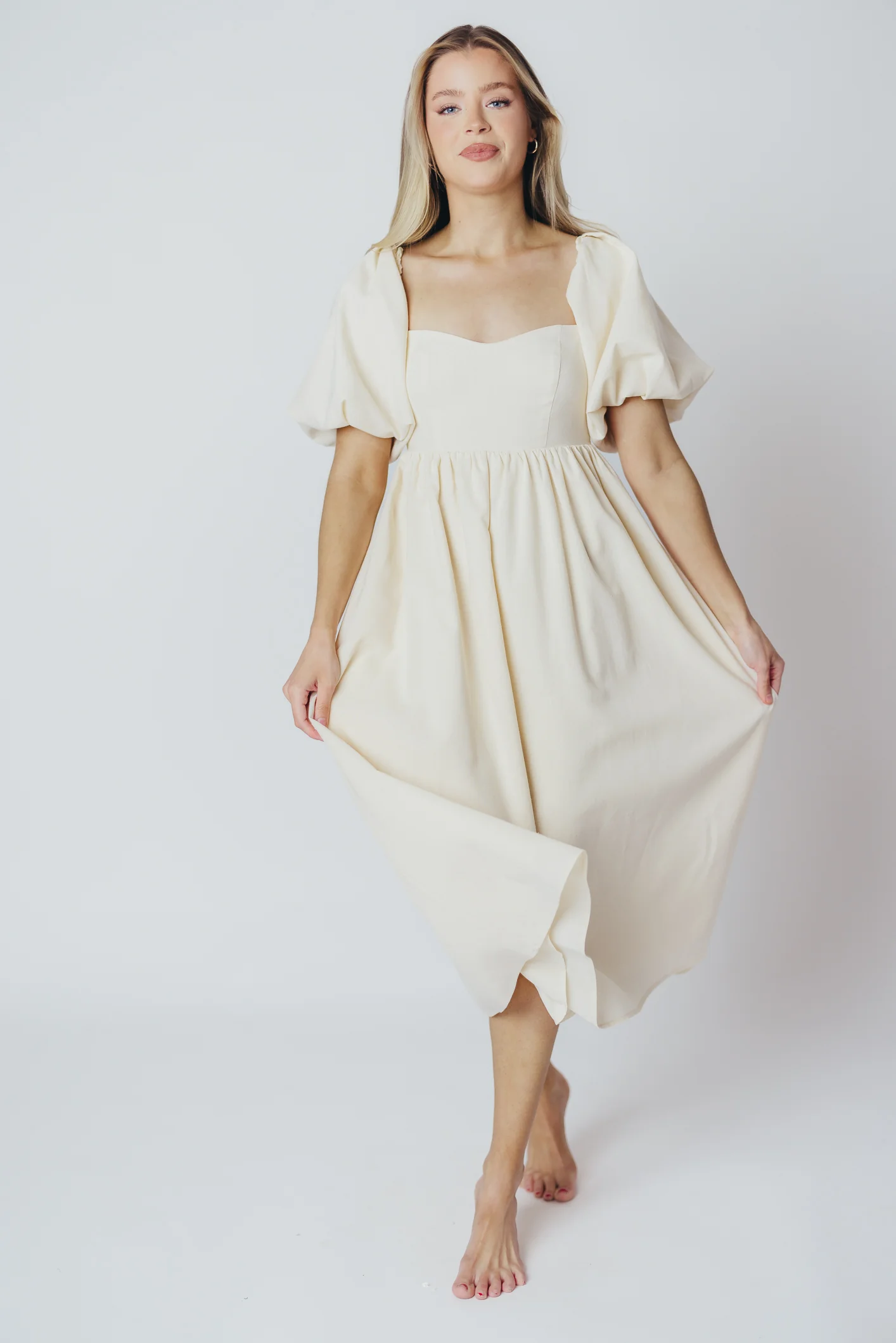 Hamilton Midi Dress in Ivory - Bump Friendly & Inclusive Sizing (S-2XL) - Image 20