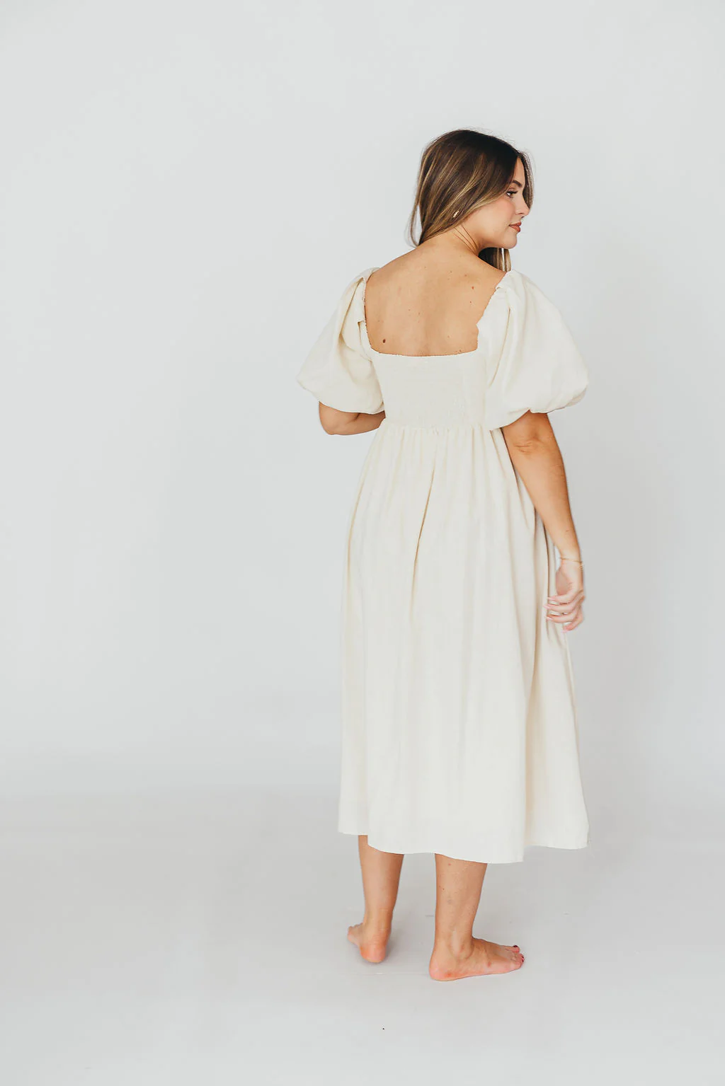 Hamilton Midi Dress in Ivory - Bump Friendly & Inclusive Sizing (S-2XL) - Image 21