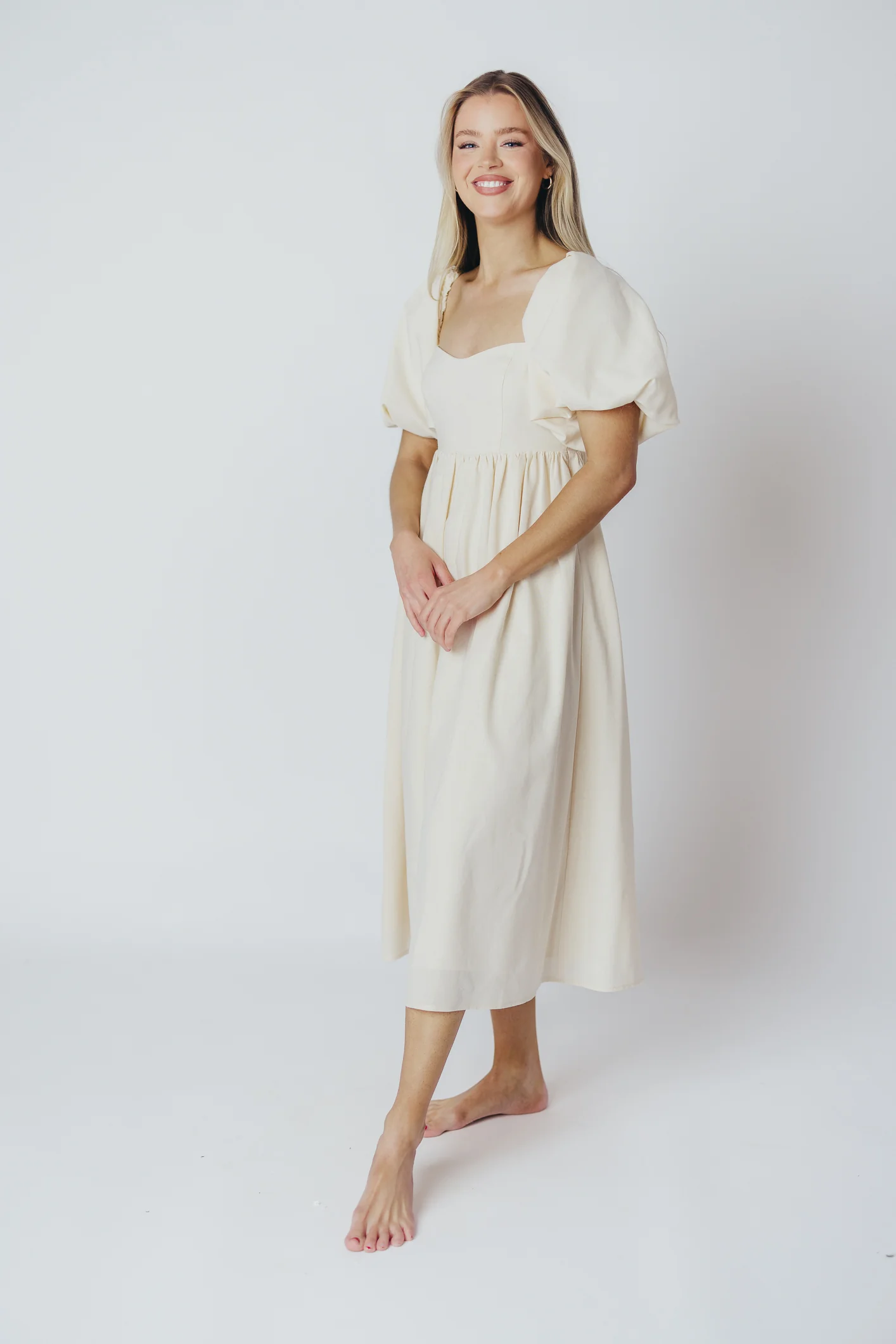 Hamilton Midi Dress in Ivory - Bump Friendly & Inclusive Sizing (S-2XL) - Image 22