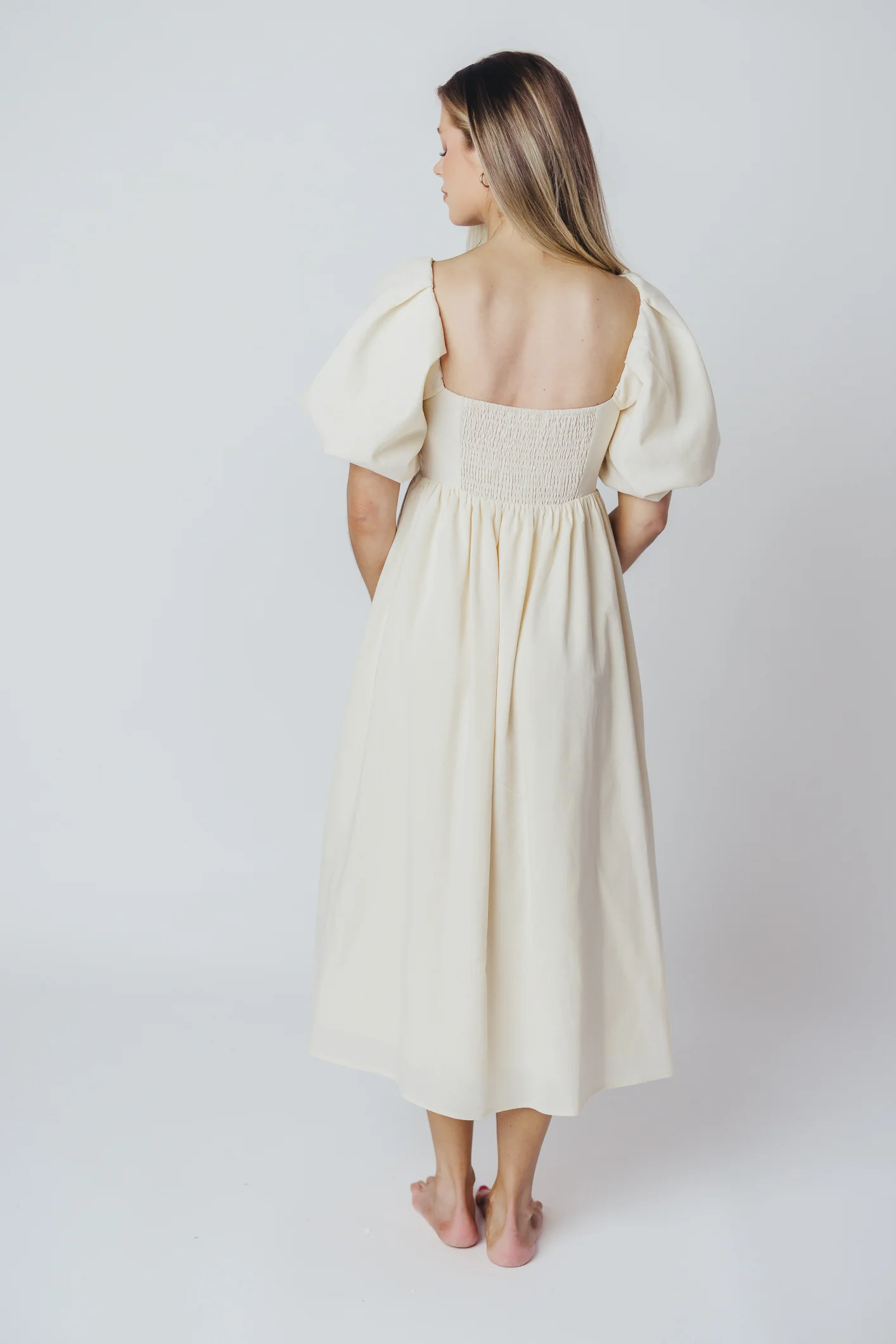 Hamilton Midi Dress in Ivory - Bump Friendly & Inclusive Sizing (S-2XL) - Image 24
