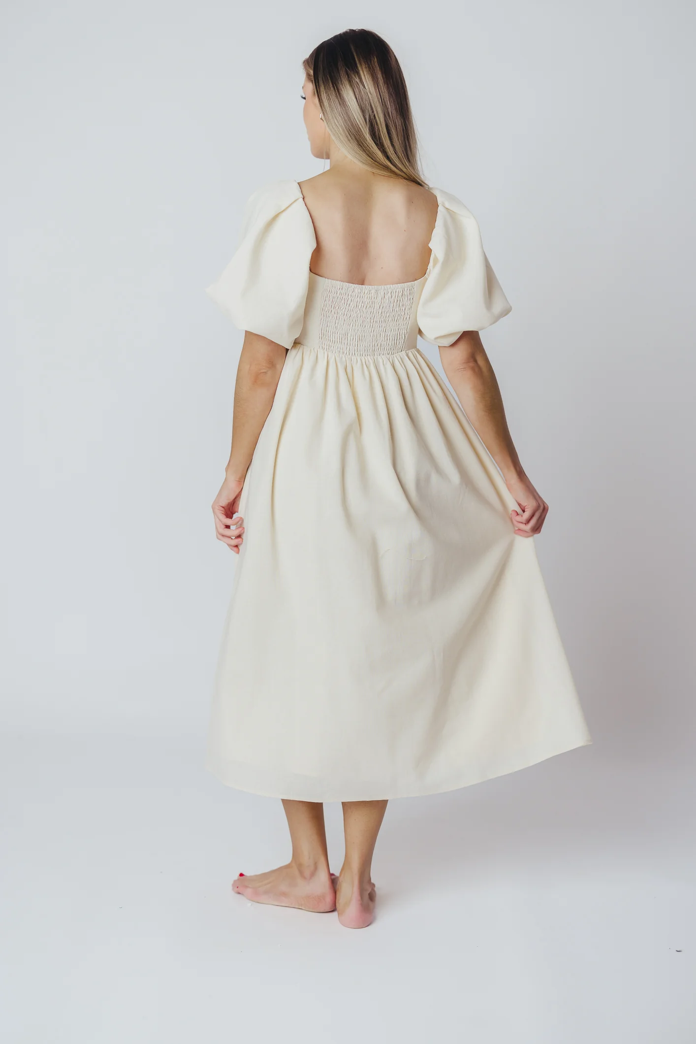 Hamilton Midi Dress in Ivory - Bump Friendly & Inclusive Sizing (S-2XL) - Image 26