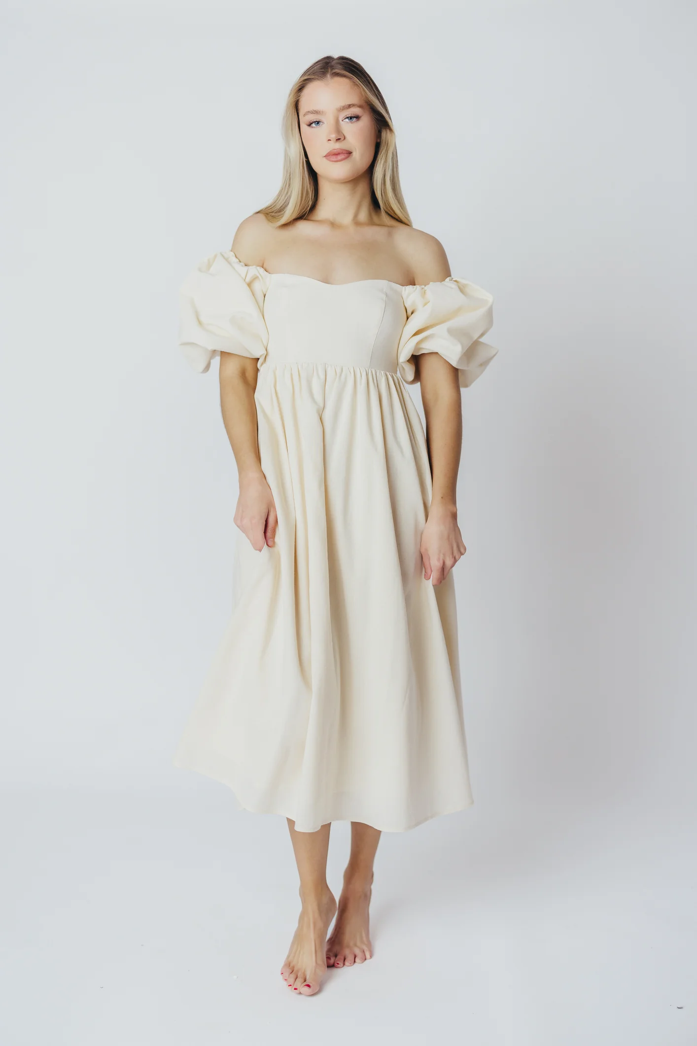 Hamilton Midi Dress in Ivory - Bump Friendly & Inclusive Sizing (S-2XL) - Image 28