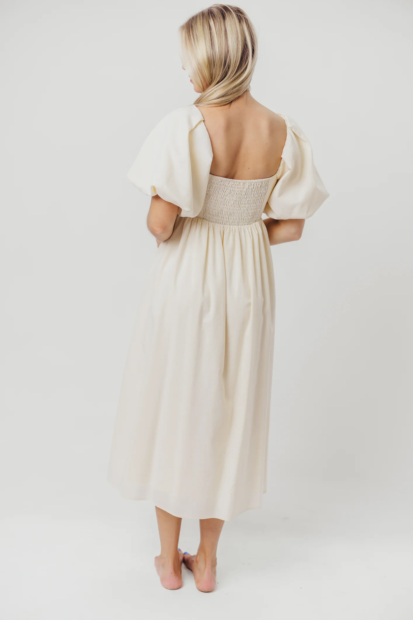 Hamilton Midi Dress in Ivory - Bump Friendly & Inclusive Sizing (S-2XL) - Image 30