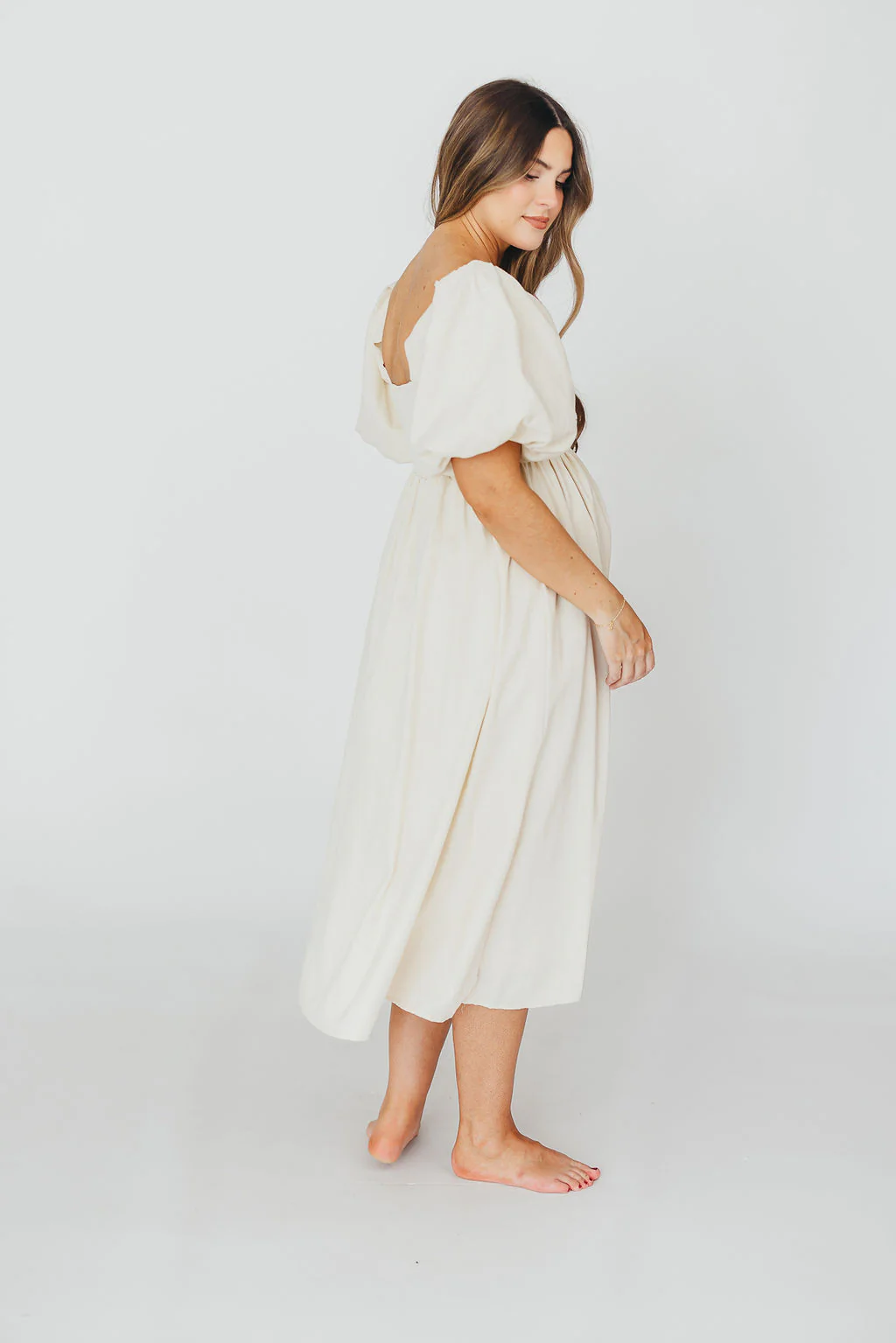 Hamilton Midi Dress in Ivory - Bump Friendly & Inclusive Sizing (S-2XL) - Image 31