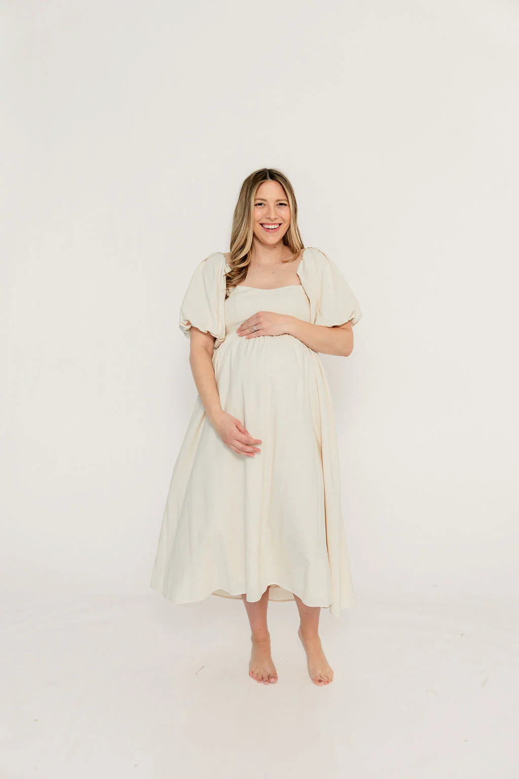 Hamilton Midi Dress in Ivory - Bump Friendly & Inclusive Sizing (S-2XL) - Image 32