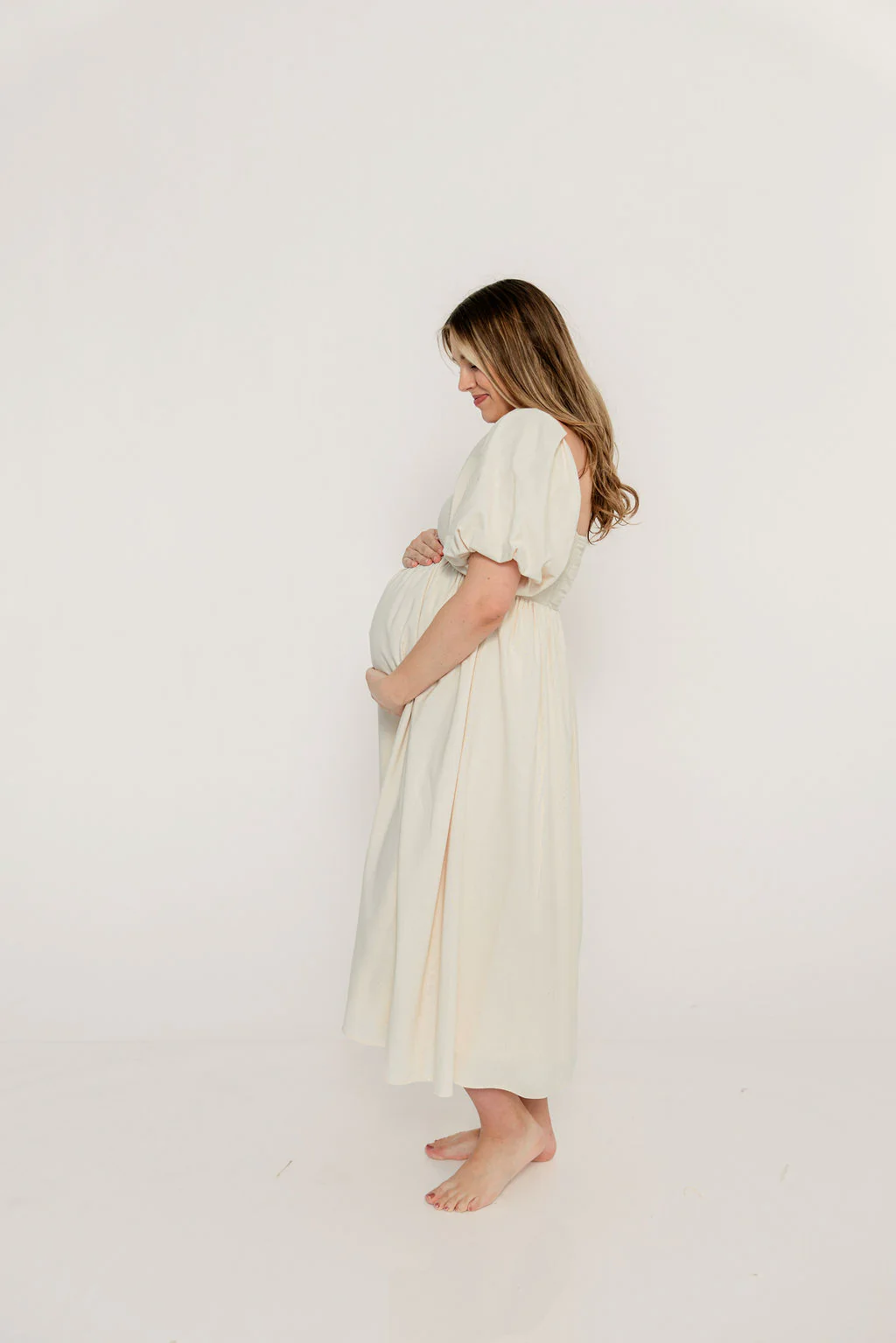 Hamilton Midi Dress in Ivory - Bump Friendly & Inclusive Sizing (S-2XL) - Image 33