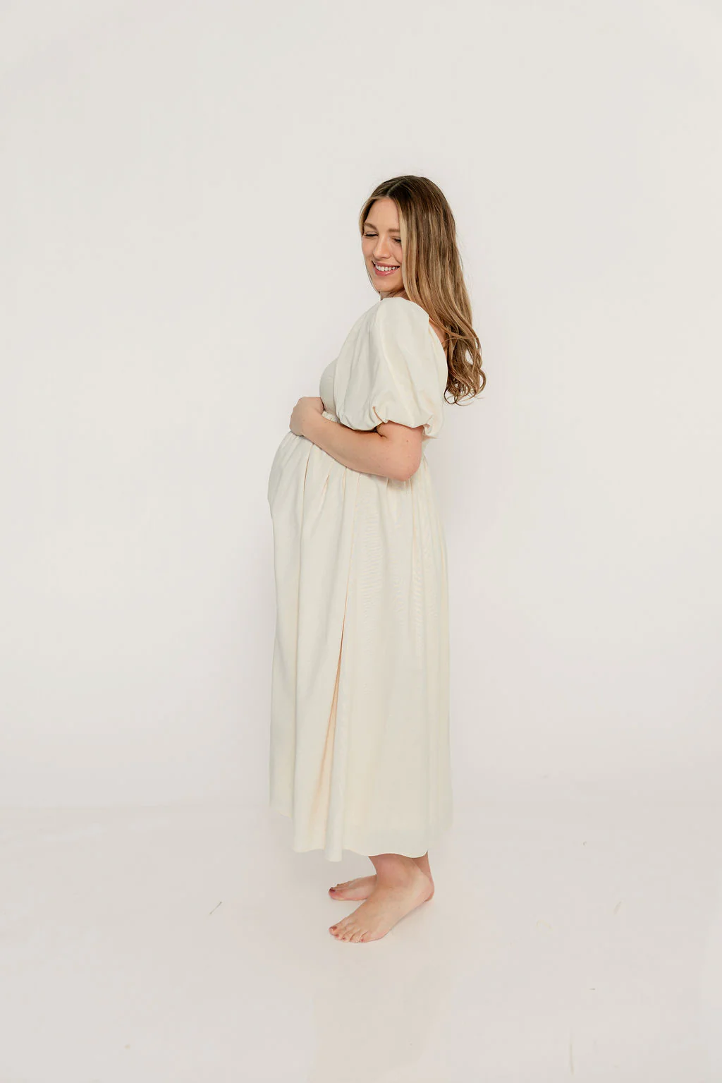 Hamilton Midi Dress in Ivory - Bump Friendly & Inclusive Sizing (S-2XL) - Image 34