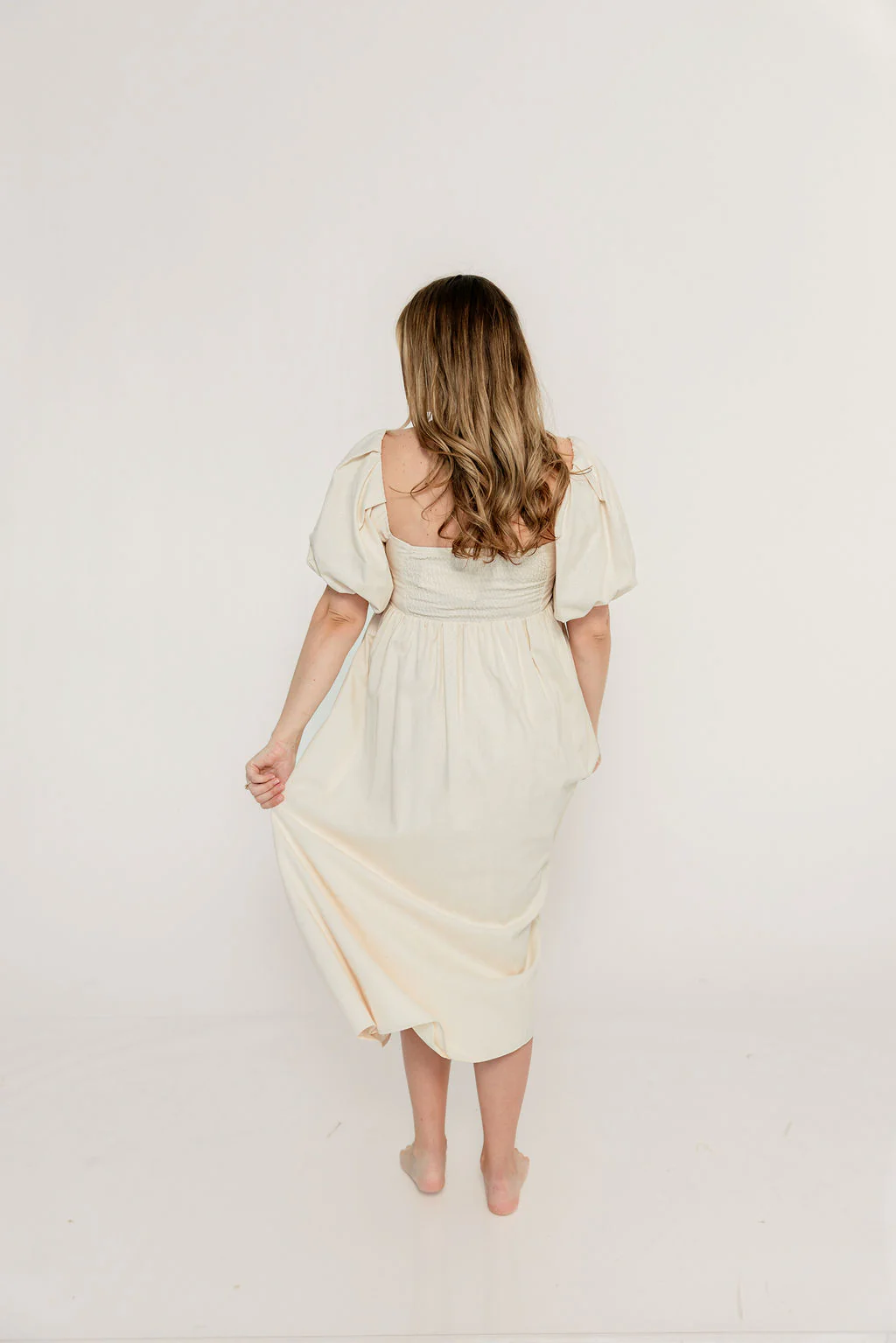 Hamilton Midi Dress in Ivory - Bump Friendly & Inclusive Sizing (S-2XL) - Image 35