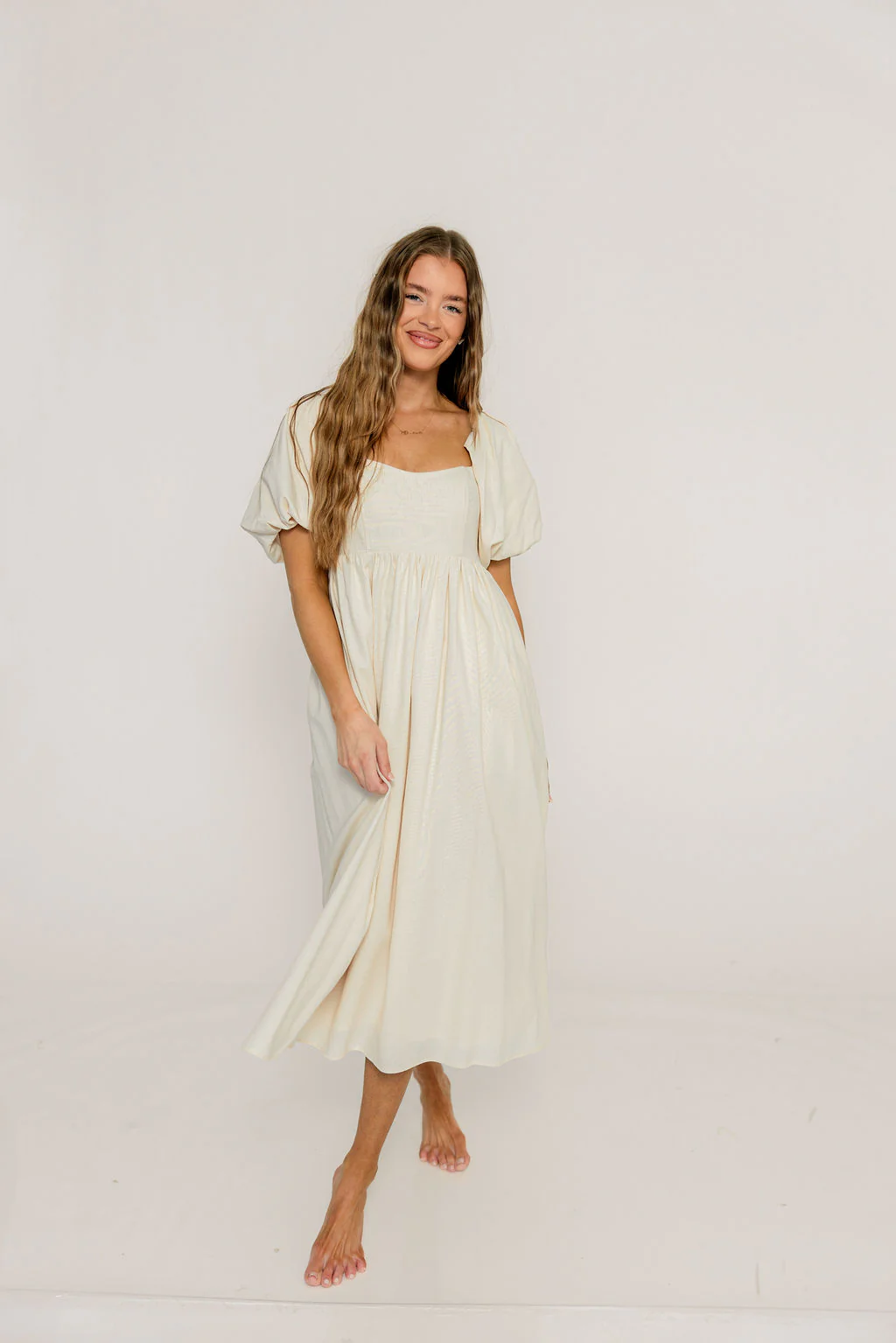 Hamilton Midi Dress in Ivory - Bump Friendly & Inclusive Sizing (S-2XL) - Image 39