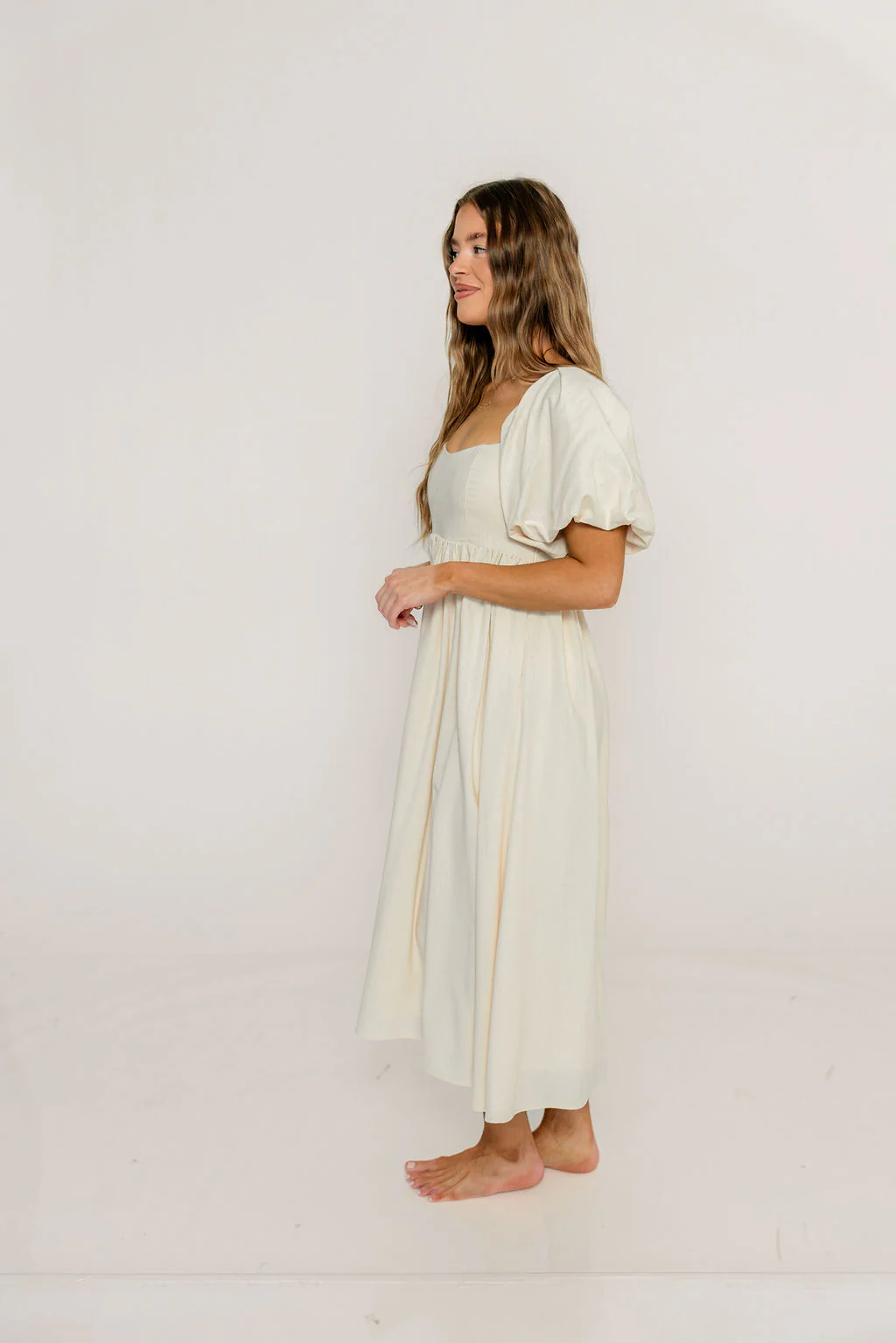 Hamilton Midi Dress in Ivory - Bump Friendly & Inclusive Sizing (S-2XL) - Image 41