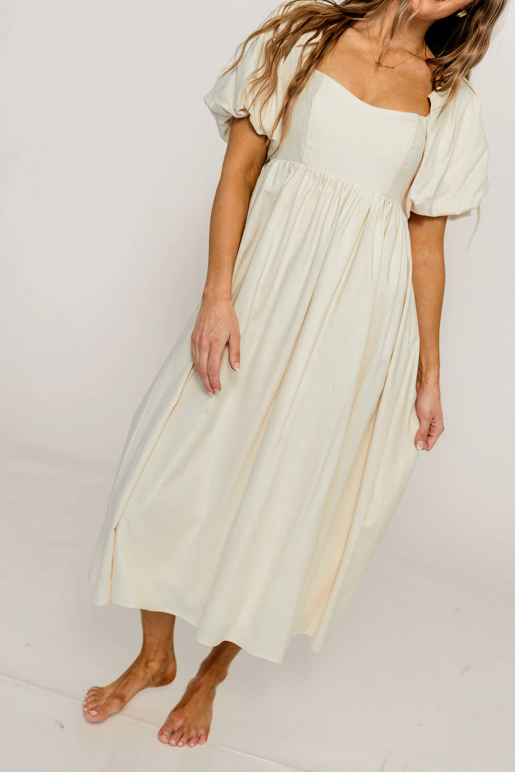 Hamilton Midi Dress in Ivory - Bump Friendly & Inclusive Sizing (S-2XL) - Image 44