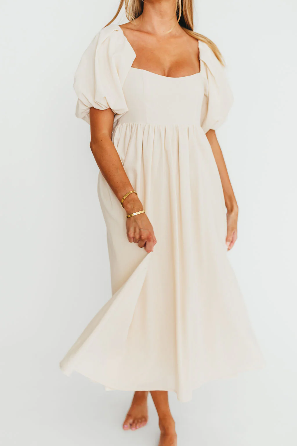 Hamilton Midi Dress in Ivory - Bump Friendly & Inclusive Sizing (S-2XL) - Image 5