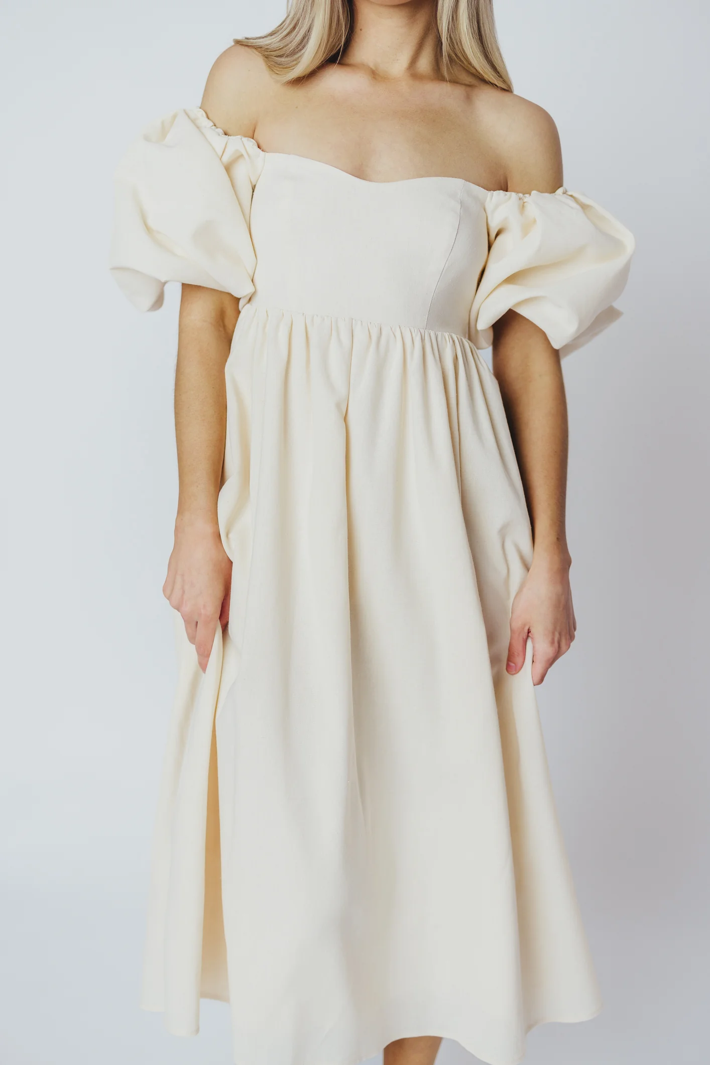 Hamilton Midi Dress in Ivory - Bump Friendly & Inclusive Sizing (S-2XL) - Image 8