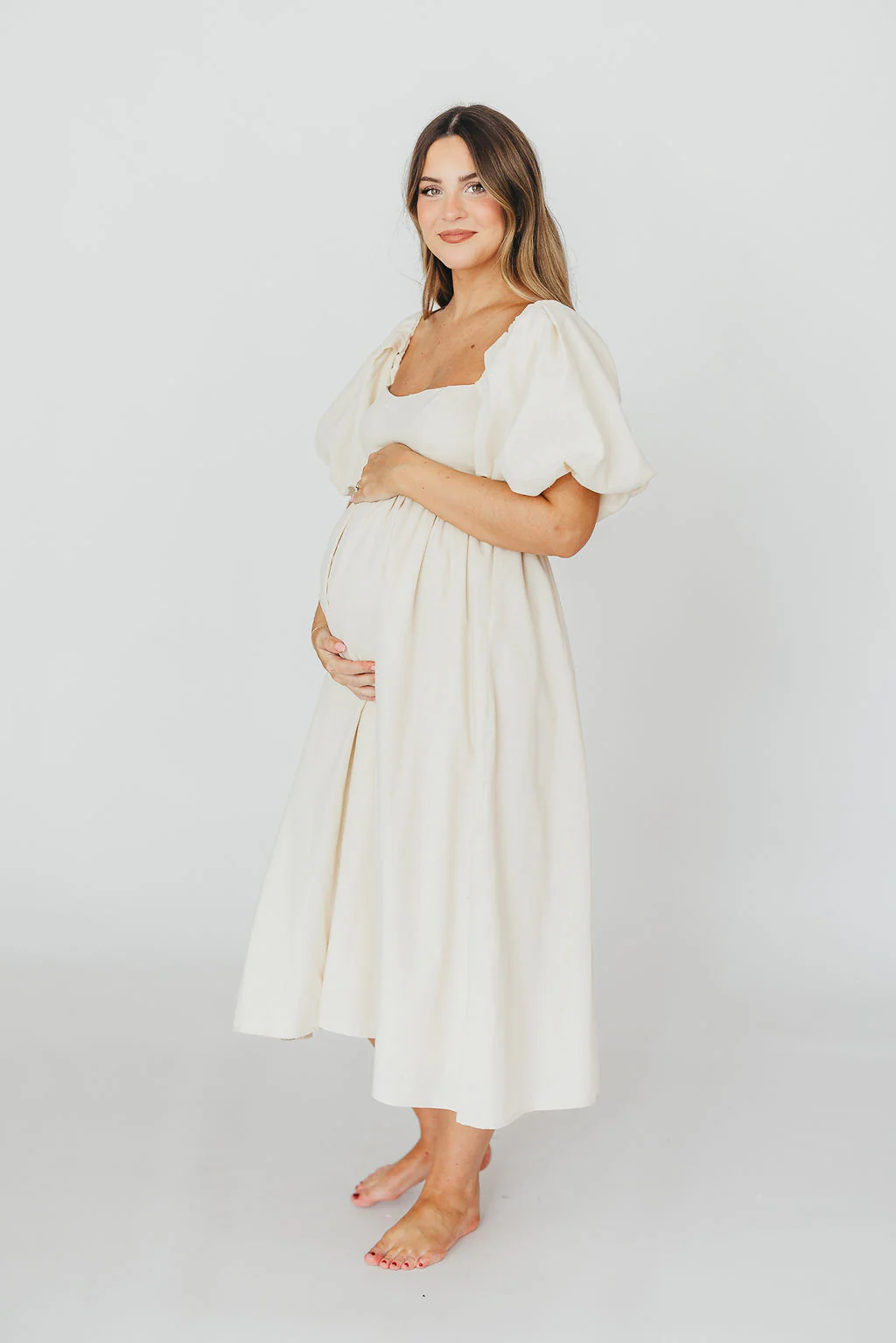Hamilton Midi Dress in Ivory - Bump Friendly & Inclusive Sizing (S-2XL) - Image 9