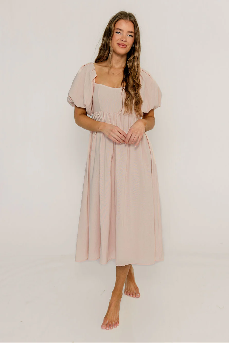 Hamilton Midi Dress in Pink - Bump Friendly and Inclusive Sizing (S-2XL)
