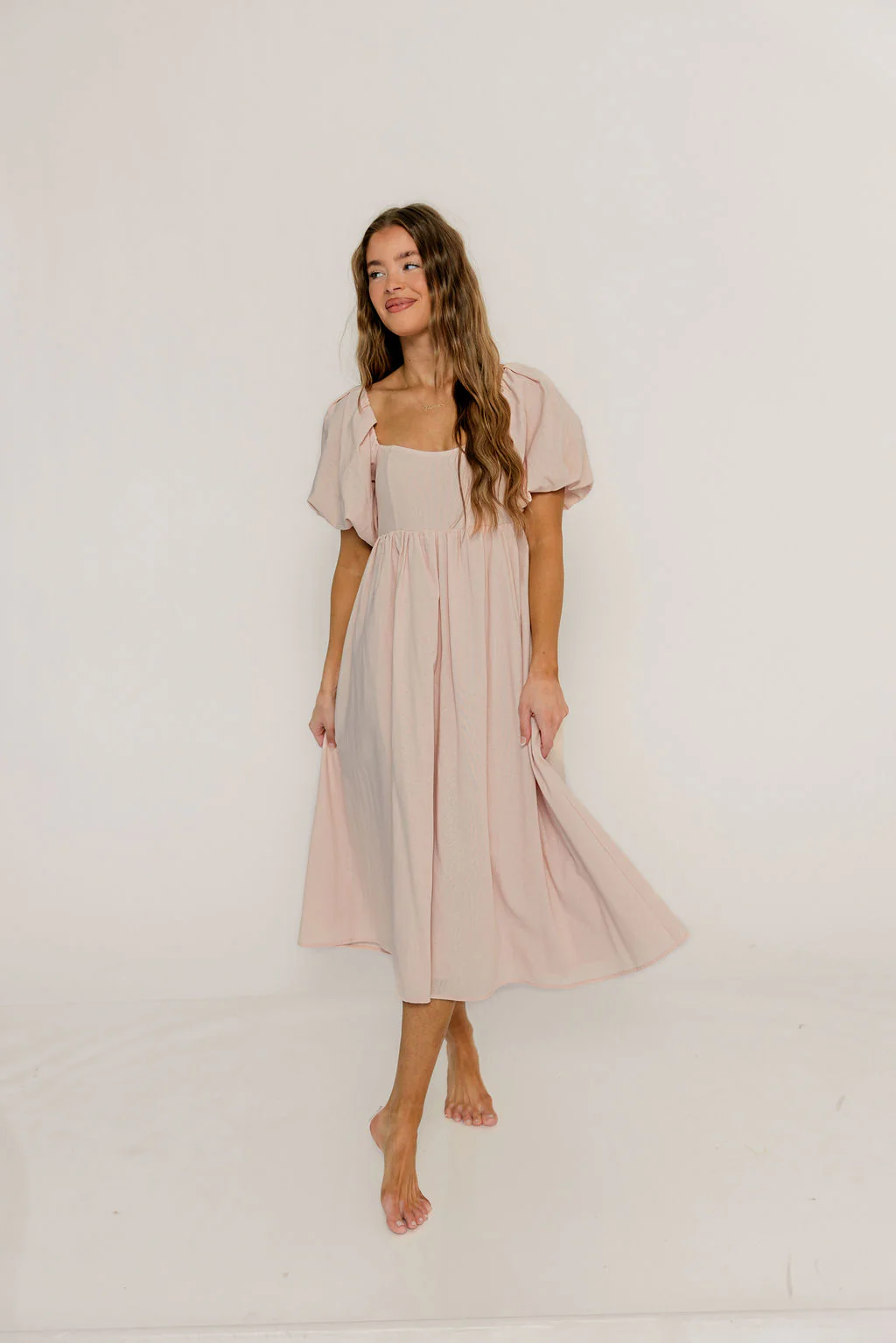 Hamilton Midi Dress in Pink - Bump Friendly and Inclusive Sizing (S-2XL) - Image 2