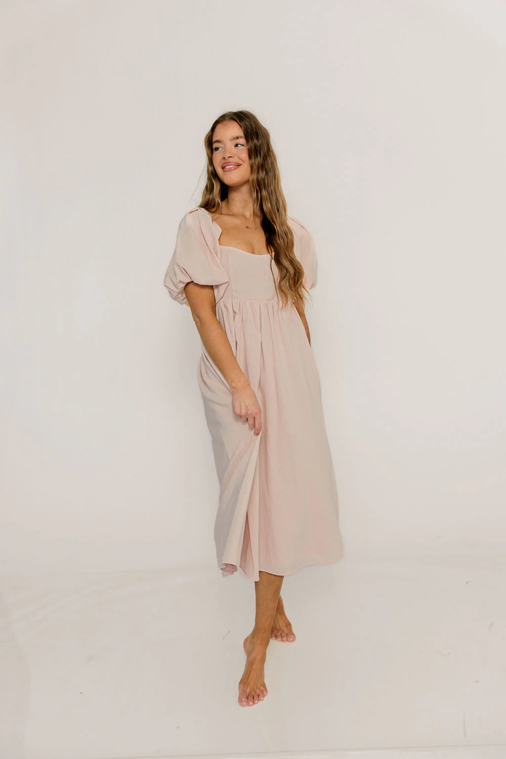 Hamilton Midi Dress in Pink - Bump Friendly and Inclusive Sizing (S-2XL) - Image 3