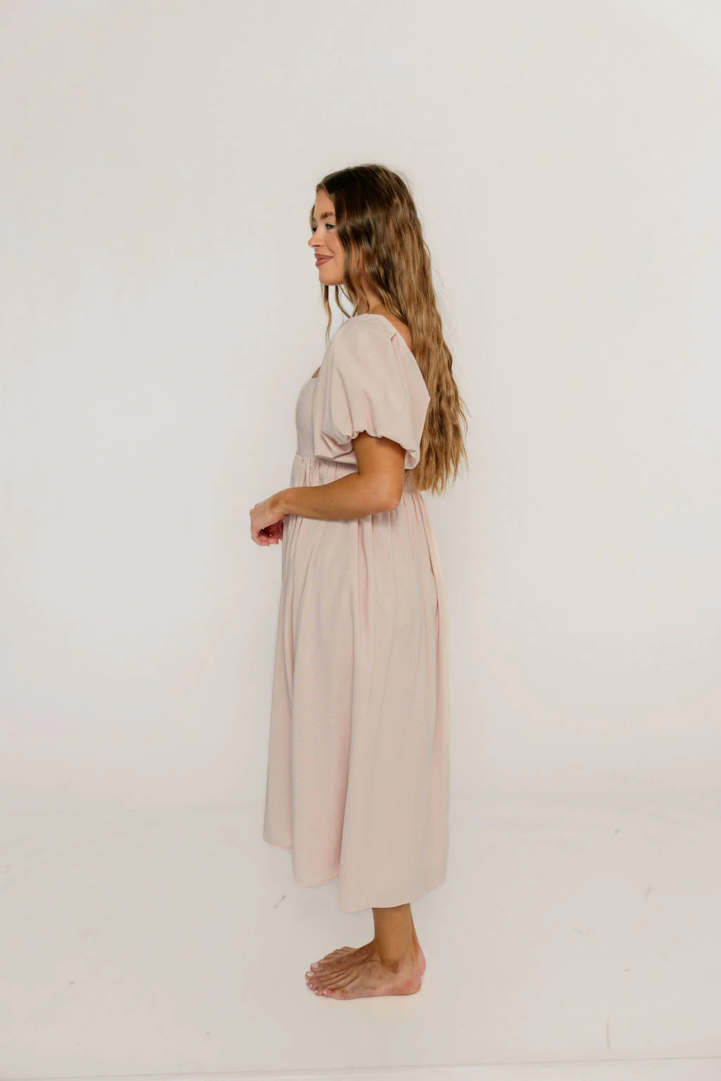 Hamilton Midi Dress in Pink - Bump Friendly and Inclusive Sizing (S-2XL) - Image 4