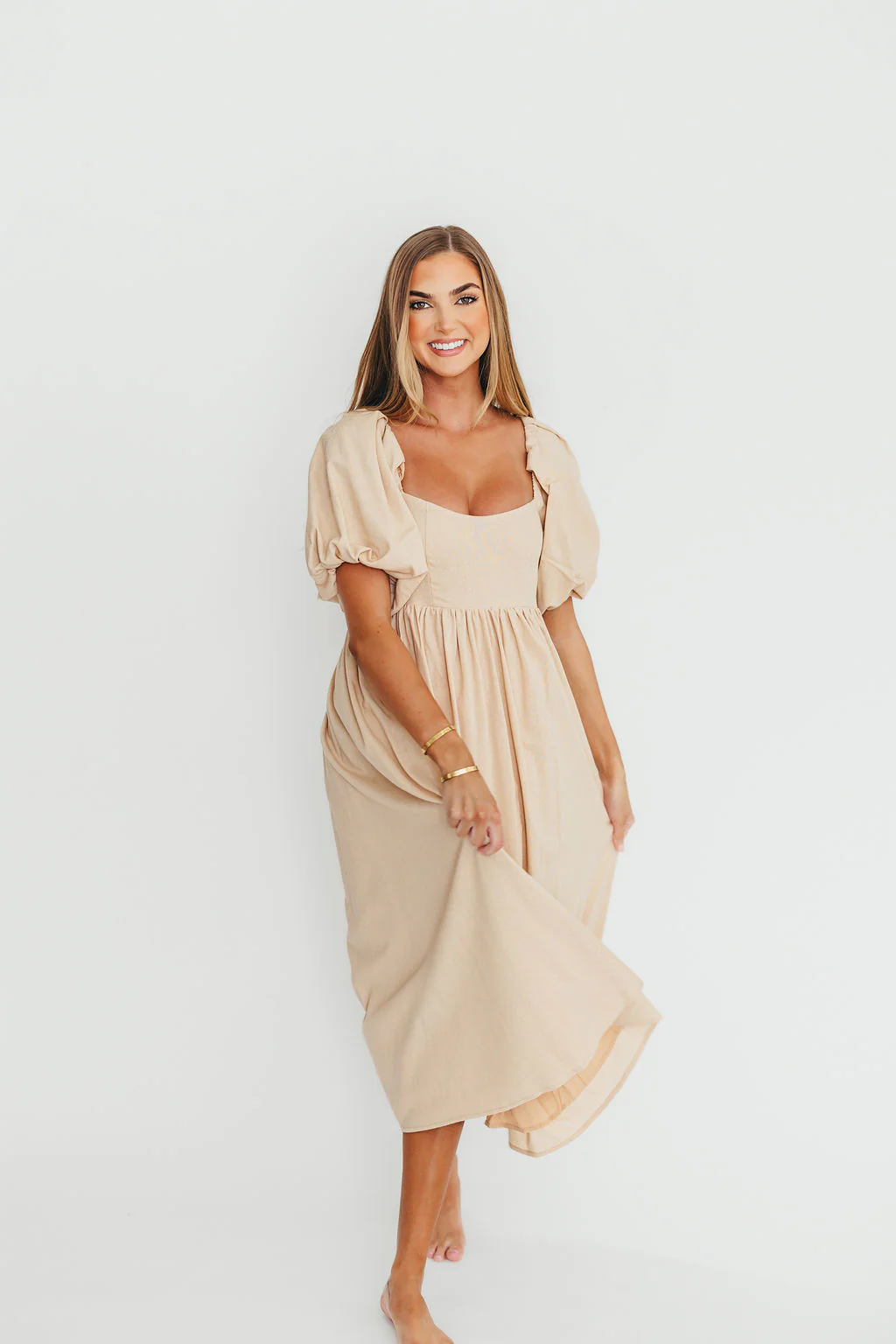 Hamilton Midi Dress in Taupe - Bump Friendly and Inclusive Sizing (S-2XL) - Image 13