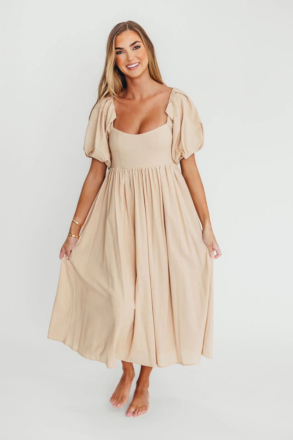 Hamilton Midi Dress in Taupe - Bump Friendly and Inclusive Sizing (S-2XL) - Image 16