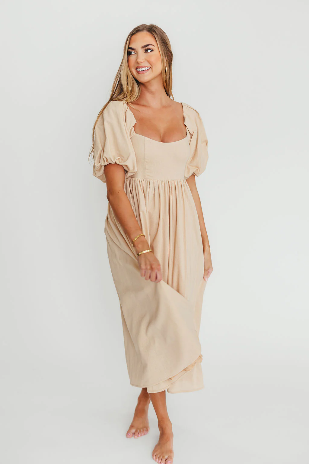 Hamilton Midi Dress in Taupe - Bump Friendly and Inclusive Sizing (S-2XL) - Image 17