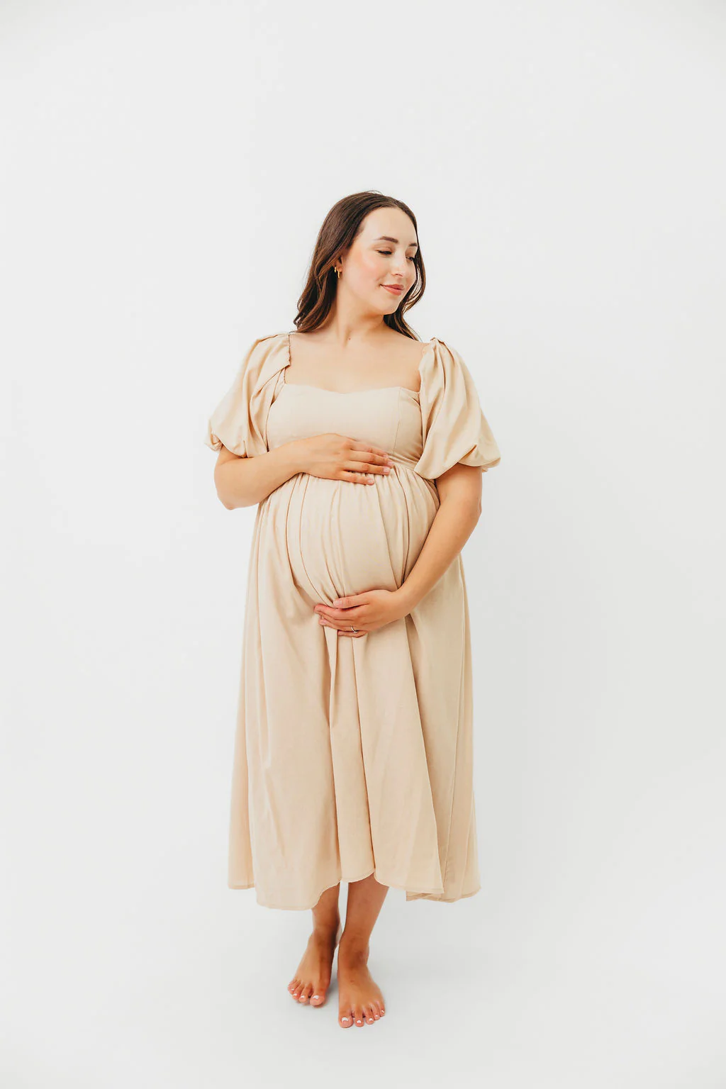 Hamilton Midi Dress in Taupe - Bump Friendly and Inclusive Sizing (S-2XL) - Image 18