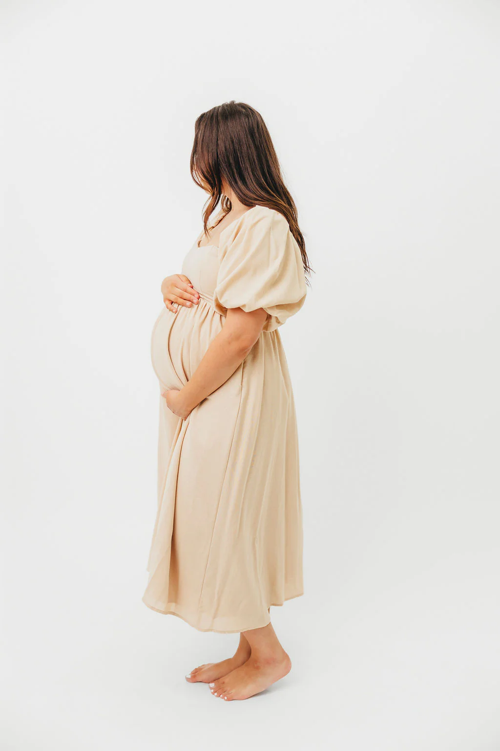 Hamilton Midi Dress in Taupe - Bump Friendly and Inclusive Sizing (S-2XL) - Image 19