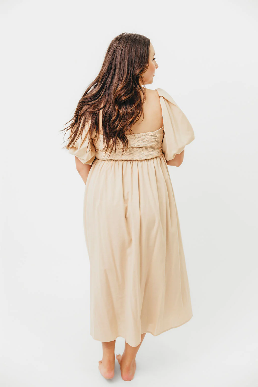 Hamilton Midi Dress in Taupe - Bump Friendly and Inclusive Sizing (S-2XL) - Image 20