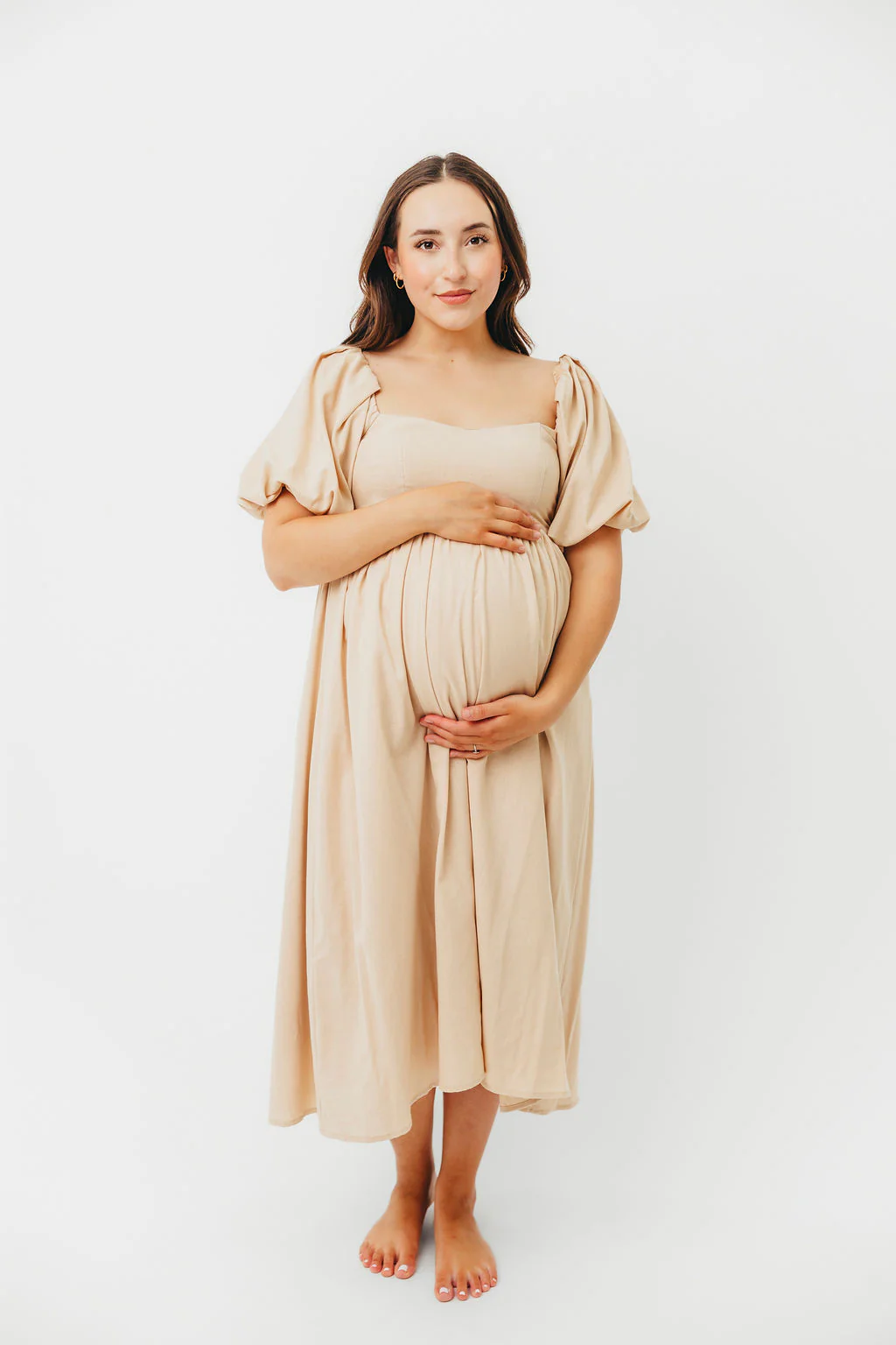 Hamilton Midi Dress in Taupe - Bump Friendly and Inclusive Sizing (S-2XL) - Image 3