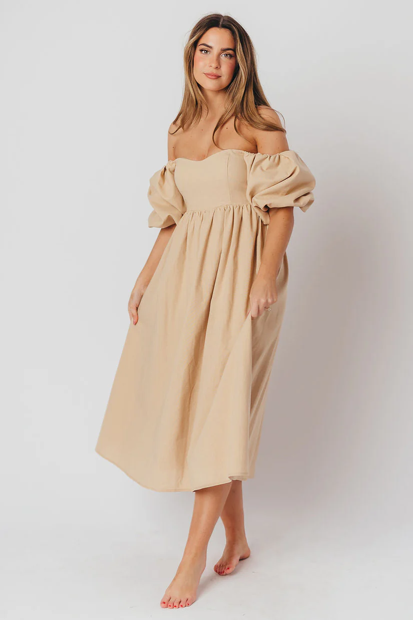 Hamilton Midi Dress in Taupe - Bump Friendly and Inclusive Sizing (S-2XL) - Image 6