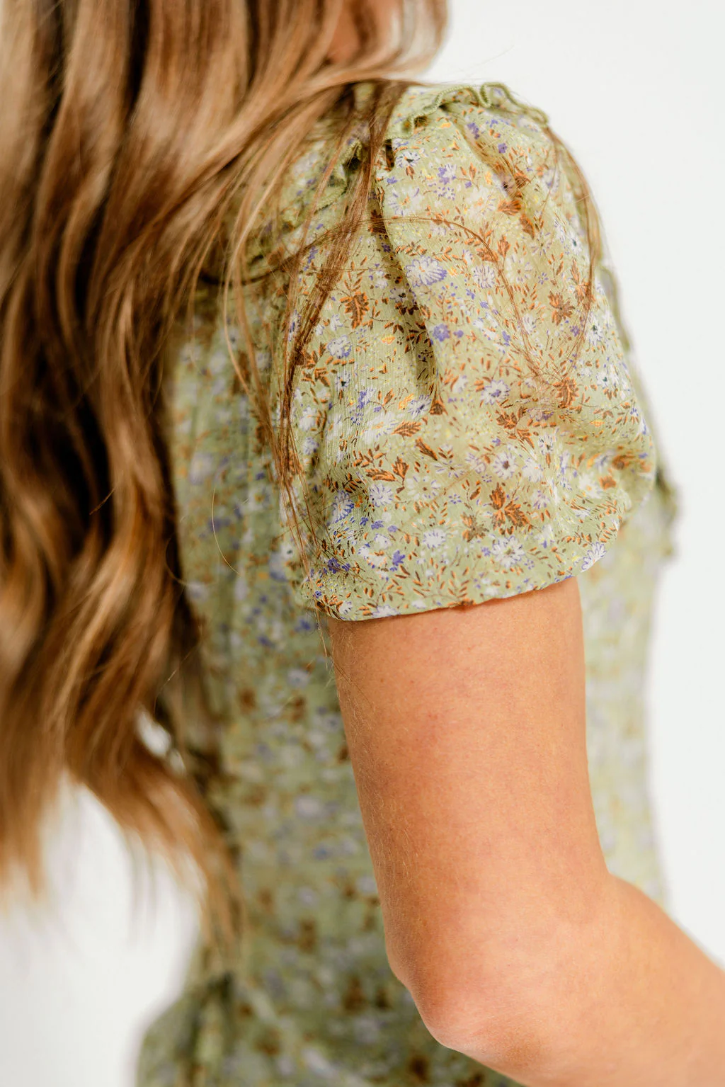 Samantha Floral Doll Collar Mini Dress in Fern - Image 11