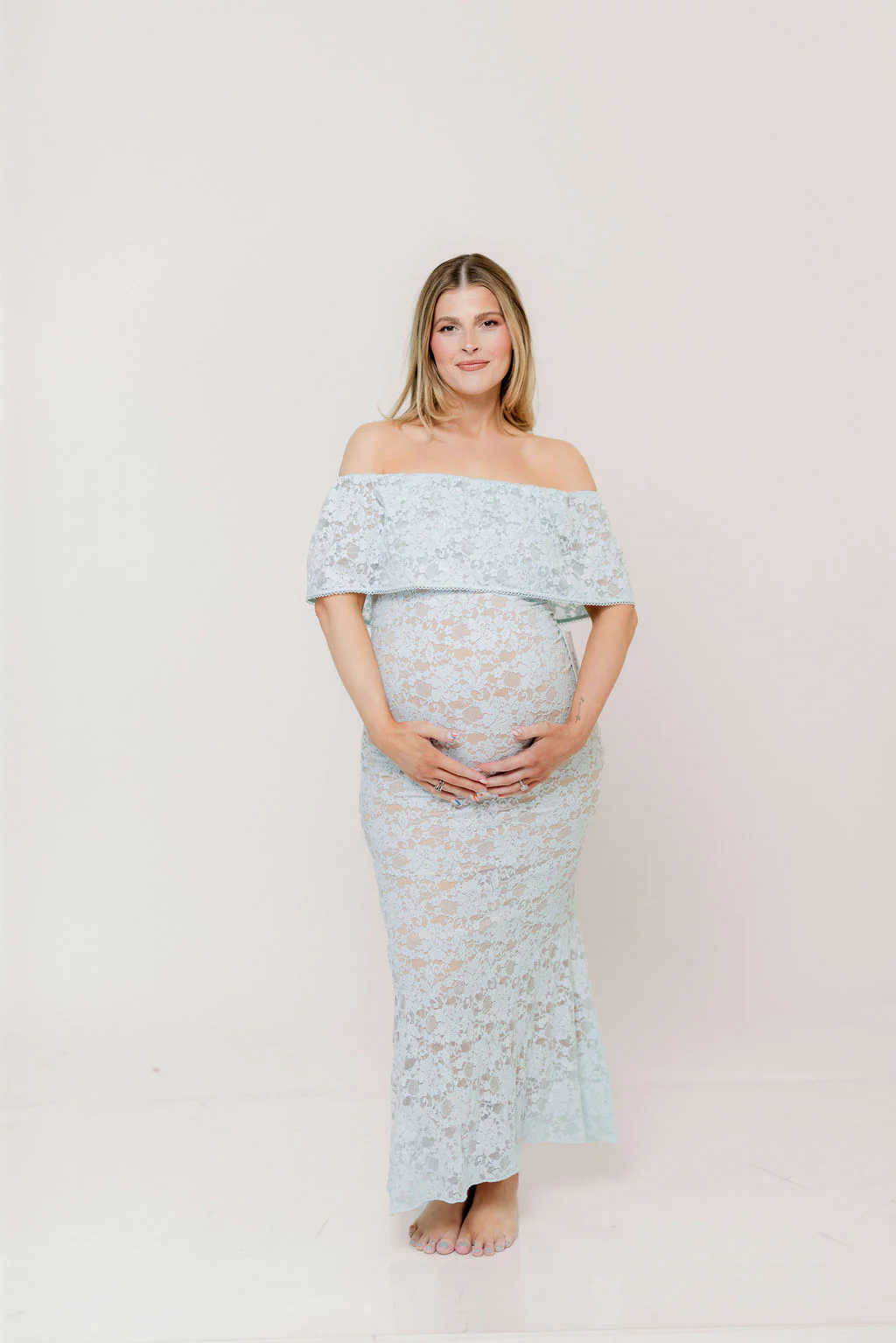 Reverie Lace Maxi Dress in Pale Blue - Image 14