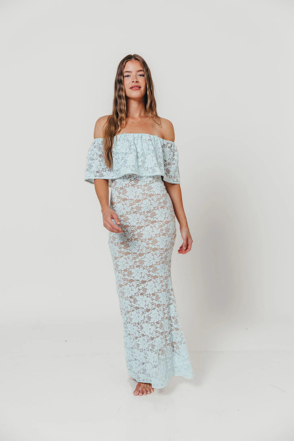 Reverie Lace Maxi Dress in Pale Blue - Image 2